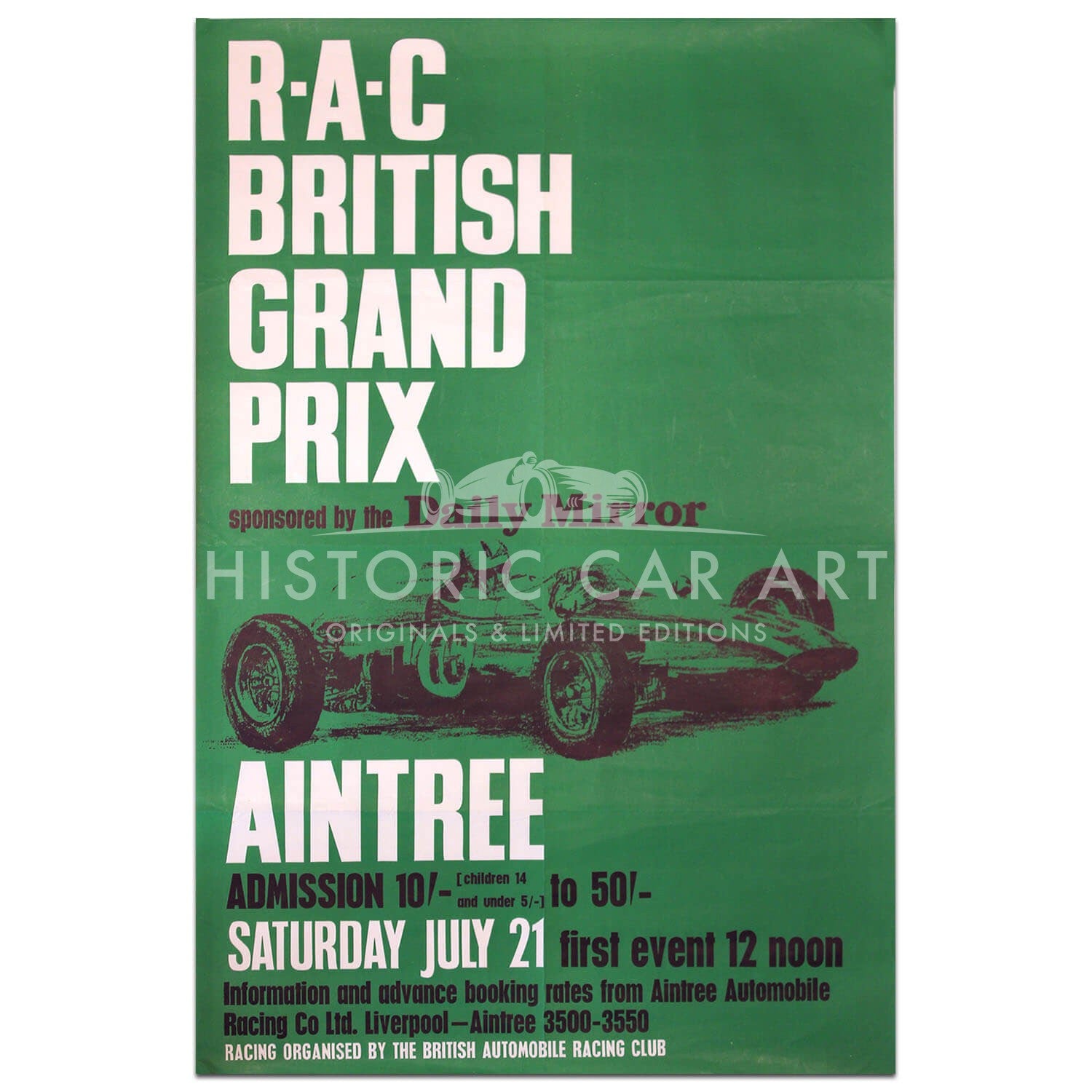 British Grand Prix 1962 Aintree Original Poster
