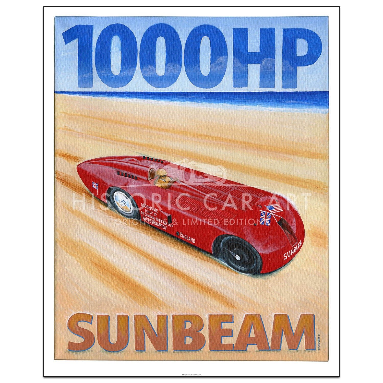 Henry Seagrave | 1000hp Sunbeam | Land Speed Record | Poster