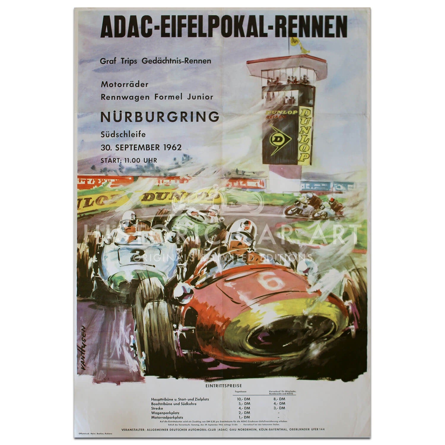 German | Eifelpokal-rennen 1962 Nurburgring Original Poster