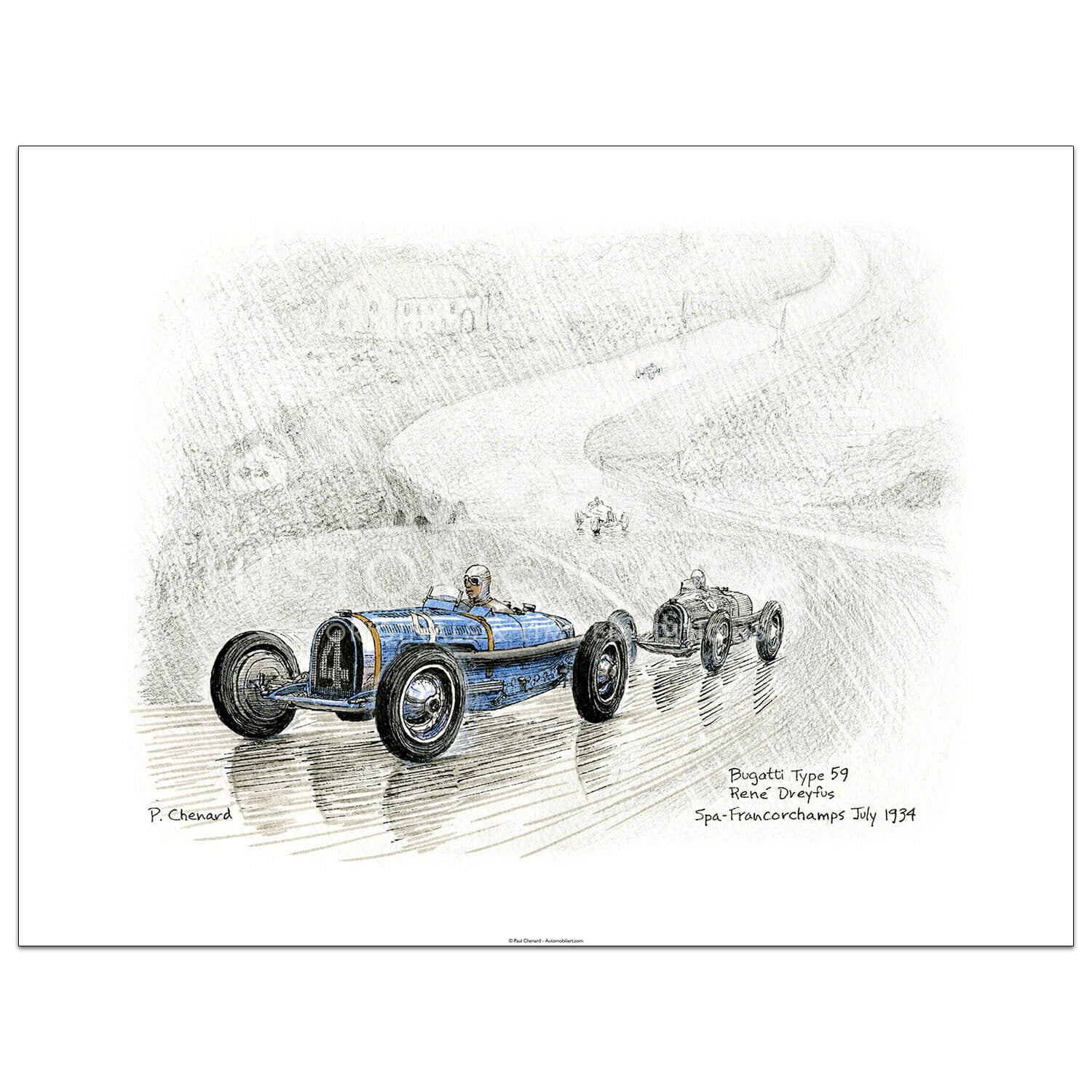 Bugatti Type 59 René Dreyfus Spa Francorchamps 1934 - Print