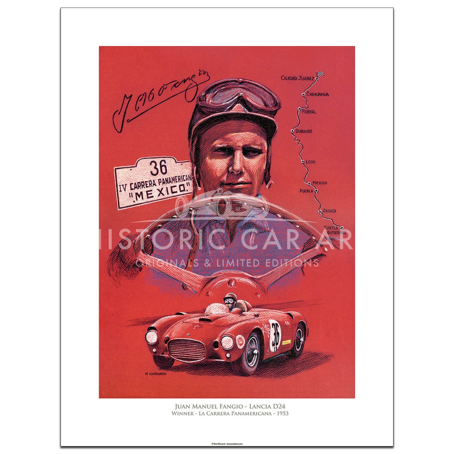 Fangio Carrera Panamericana 1953 - Print