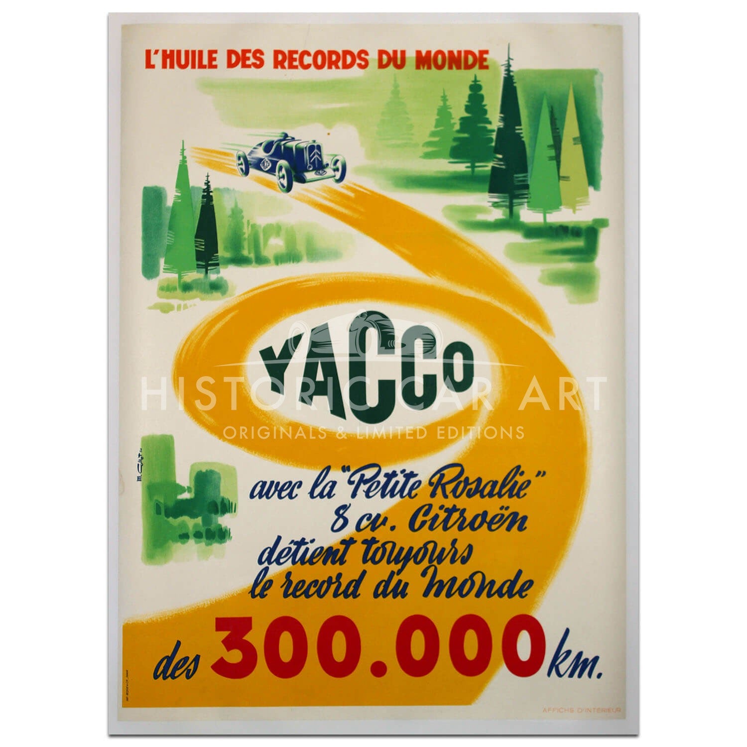 French | Yacco Oil Citroen 8cv Record 1956 Original Poster