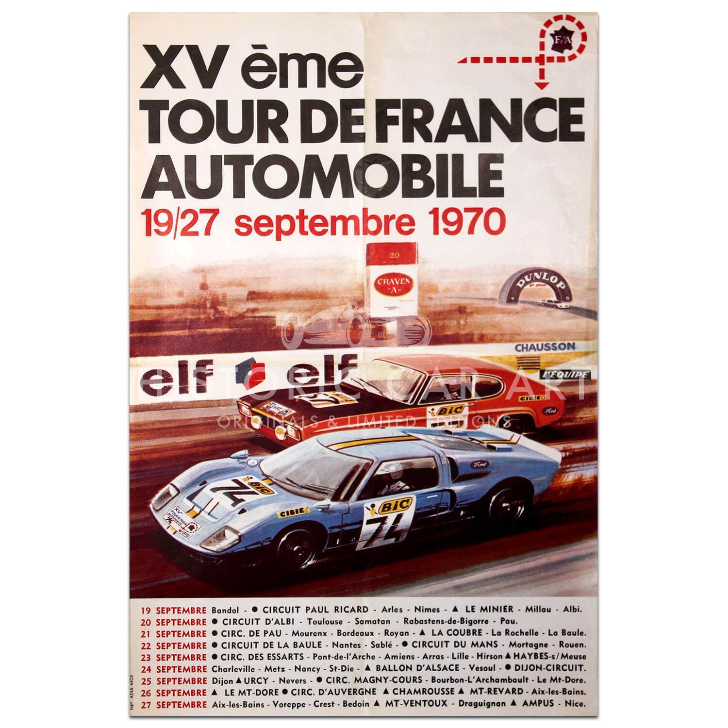 French | Tour de France Automobile 1970 Original Poster
