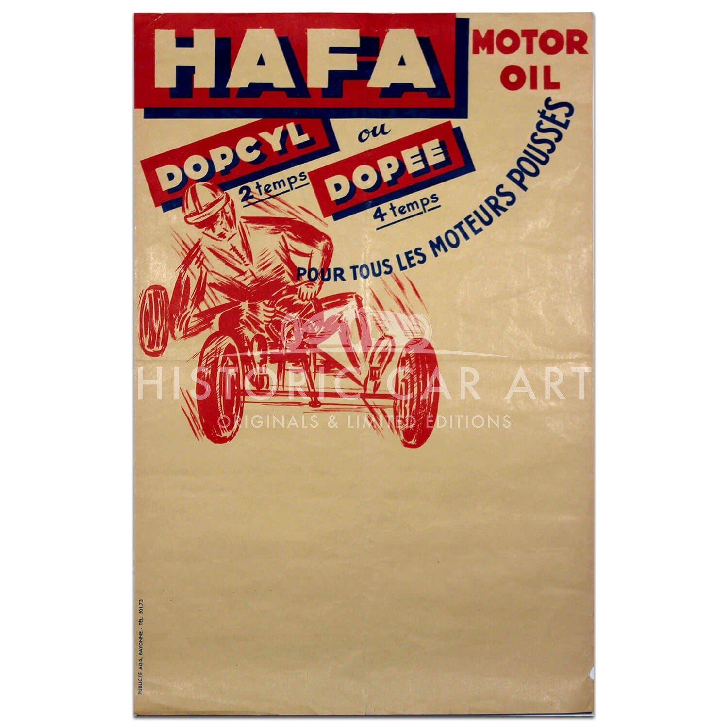 French | 1960's Karting - Hafa Motor Oil Original Poster