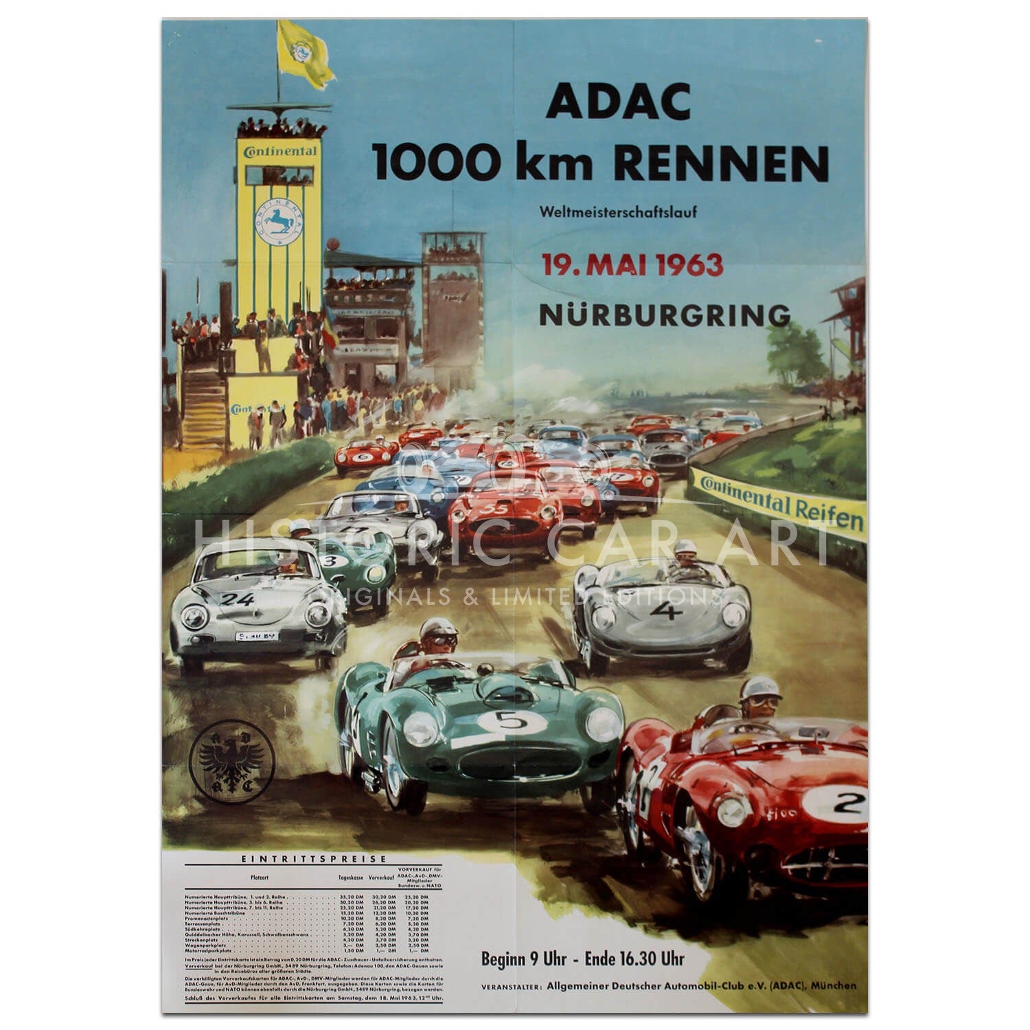 German ADAC Nurburgring 1000km Rennen 1963 Original Poster