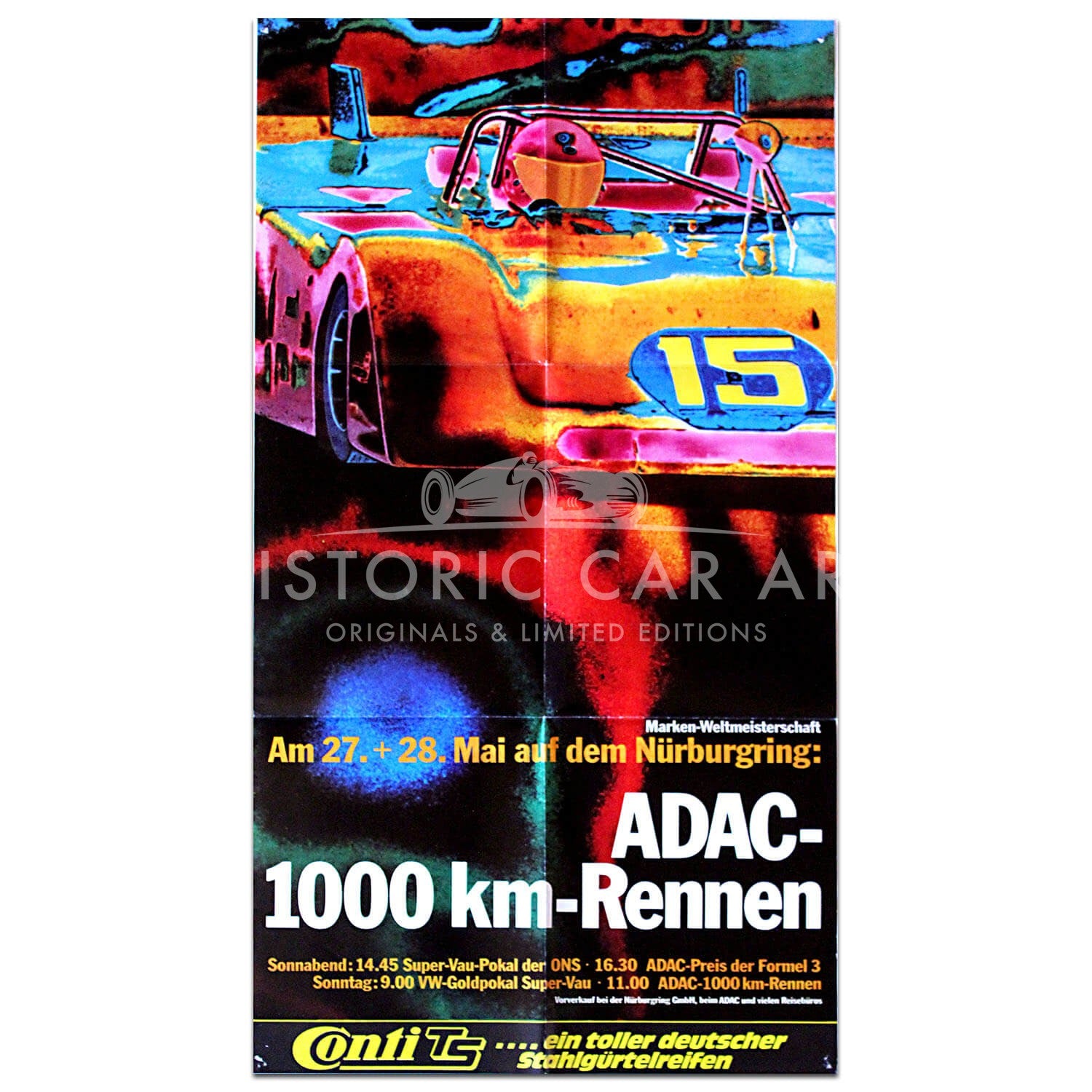 German ADAC Nurburgring 1000km Rennen 1972 Original Poster