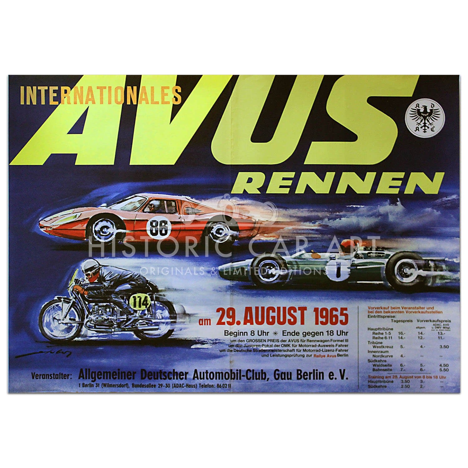 German | AVUS rennen 1965 Original Poster