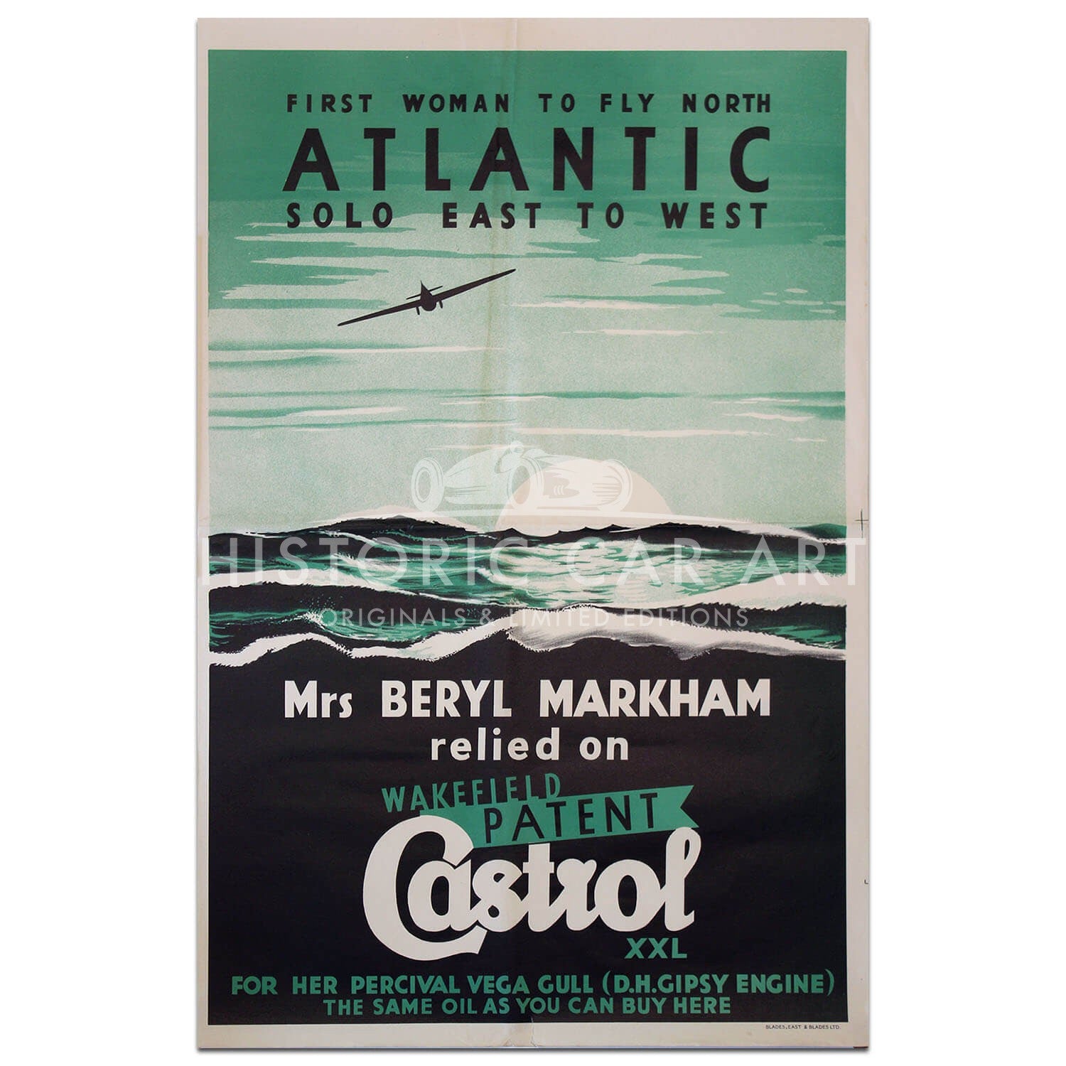British | Castrol Beryl Markham Record Flight 1936 Poster