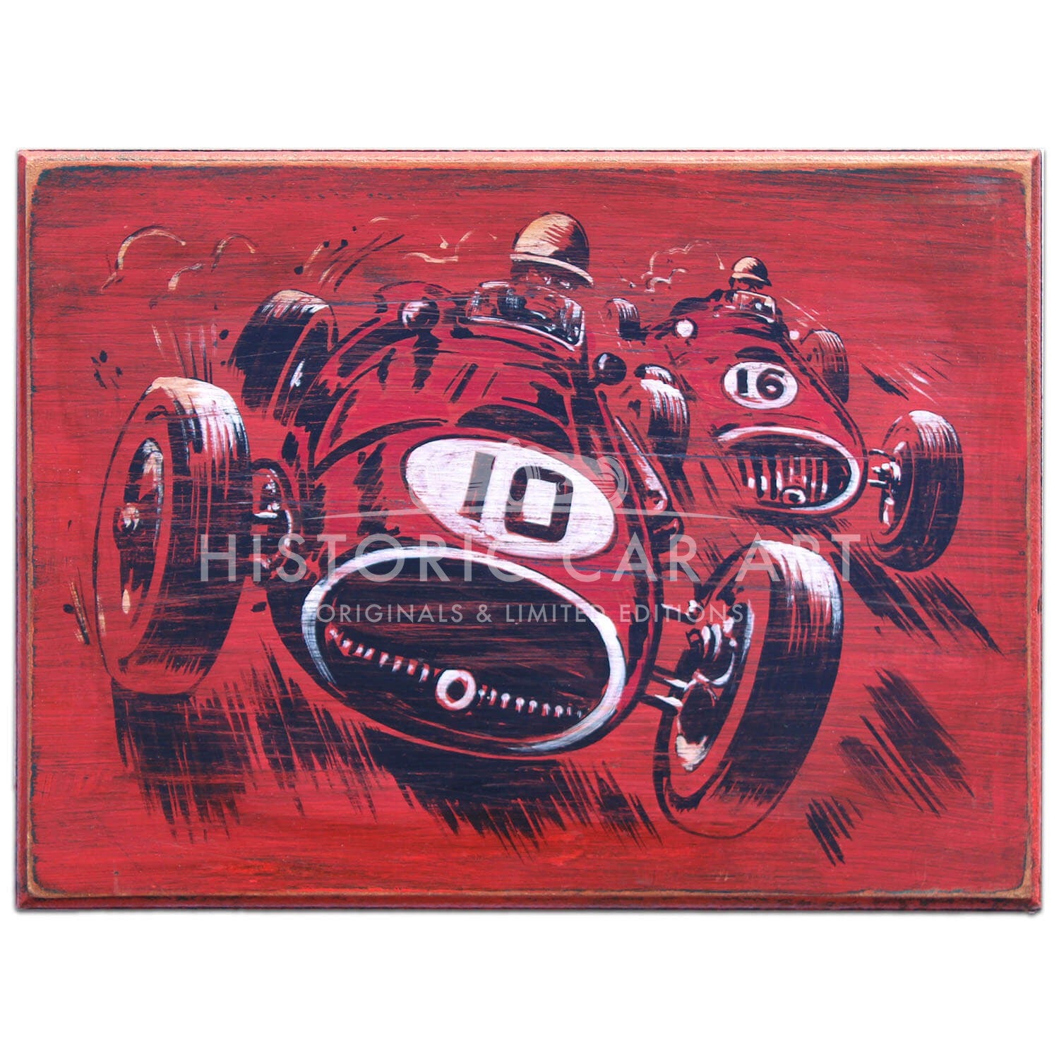 Grand Prix Car 1950s Wooden Sign