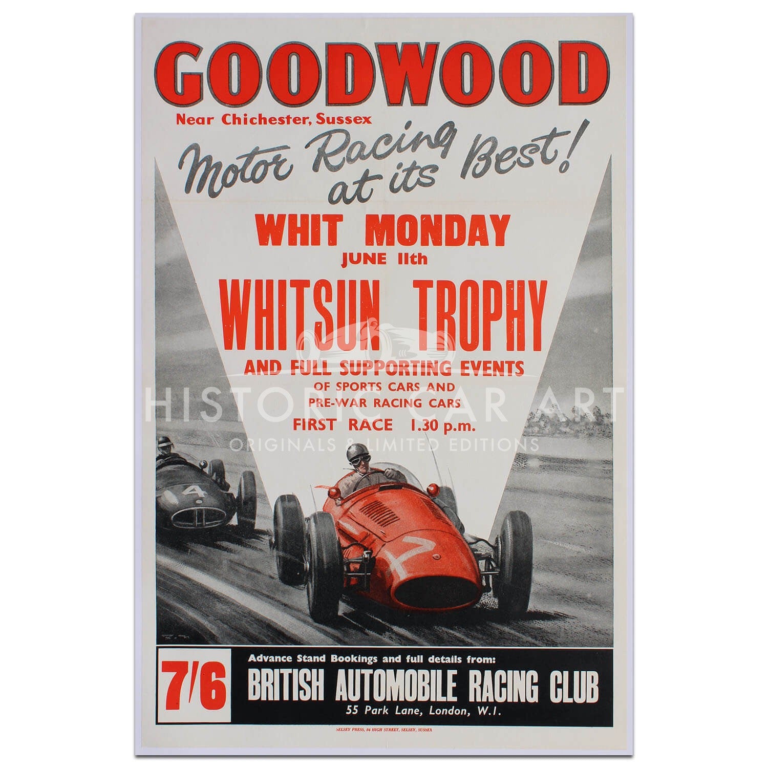 British | Goodwood Whit-Monday Race 1962 Original Poster