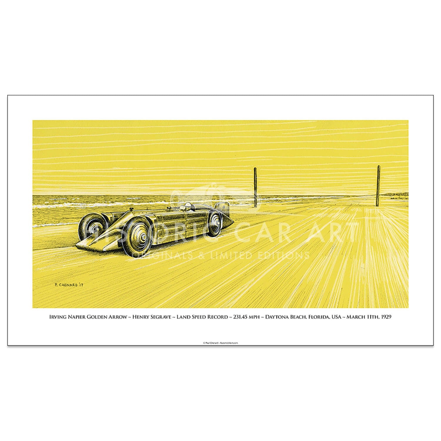 Henry Segrave | Irving Napier Golden Arrow | Daytona | Print