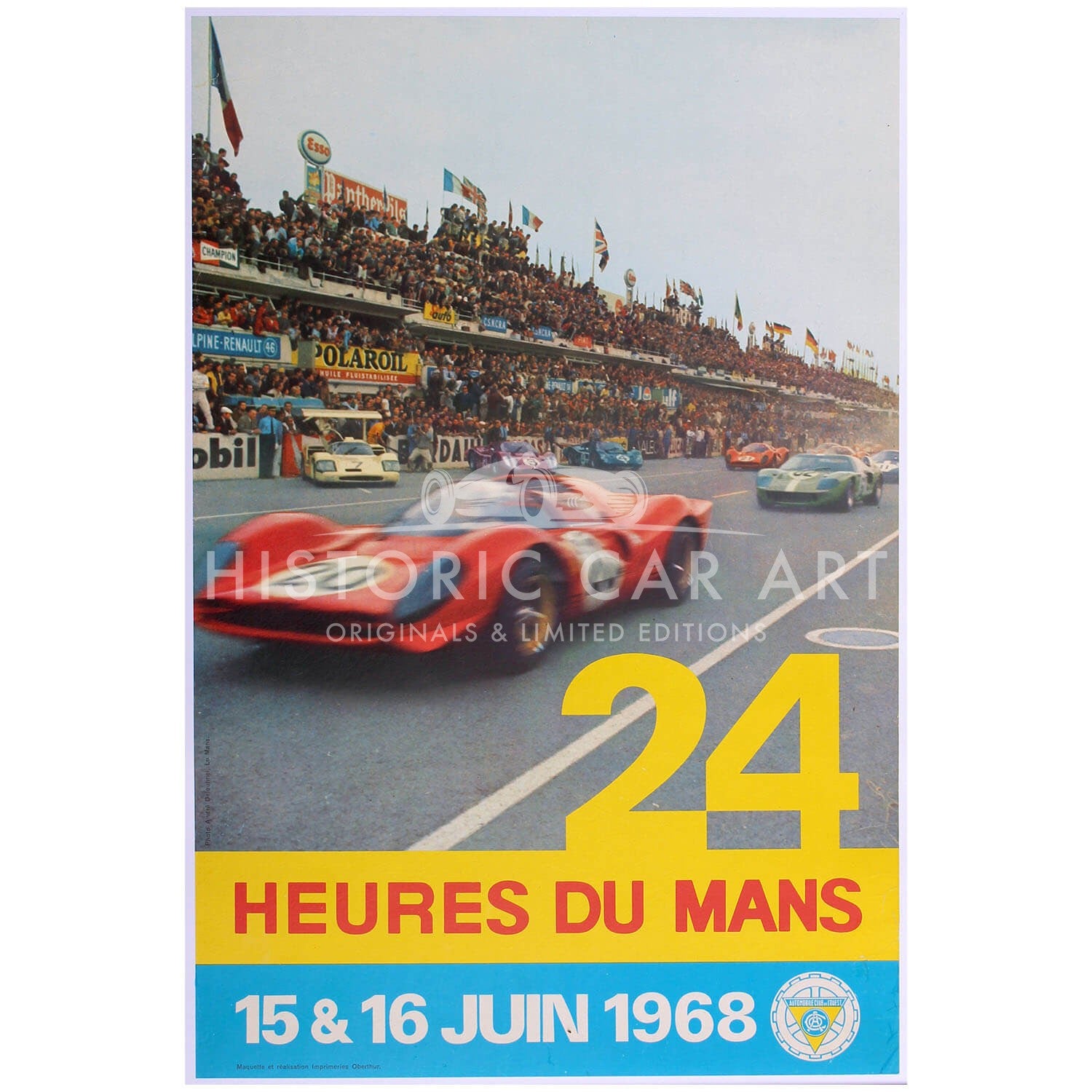 French | Le Mans 24 hours 1968 June Original Poster