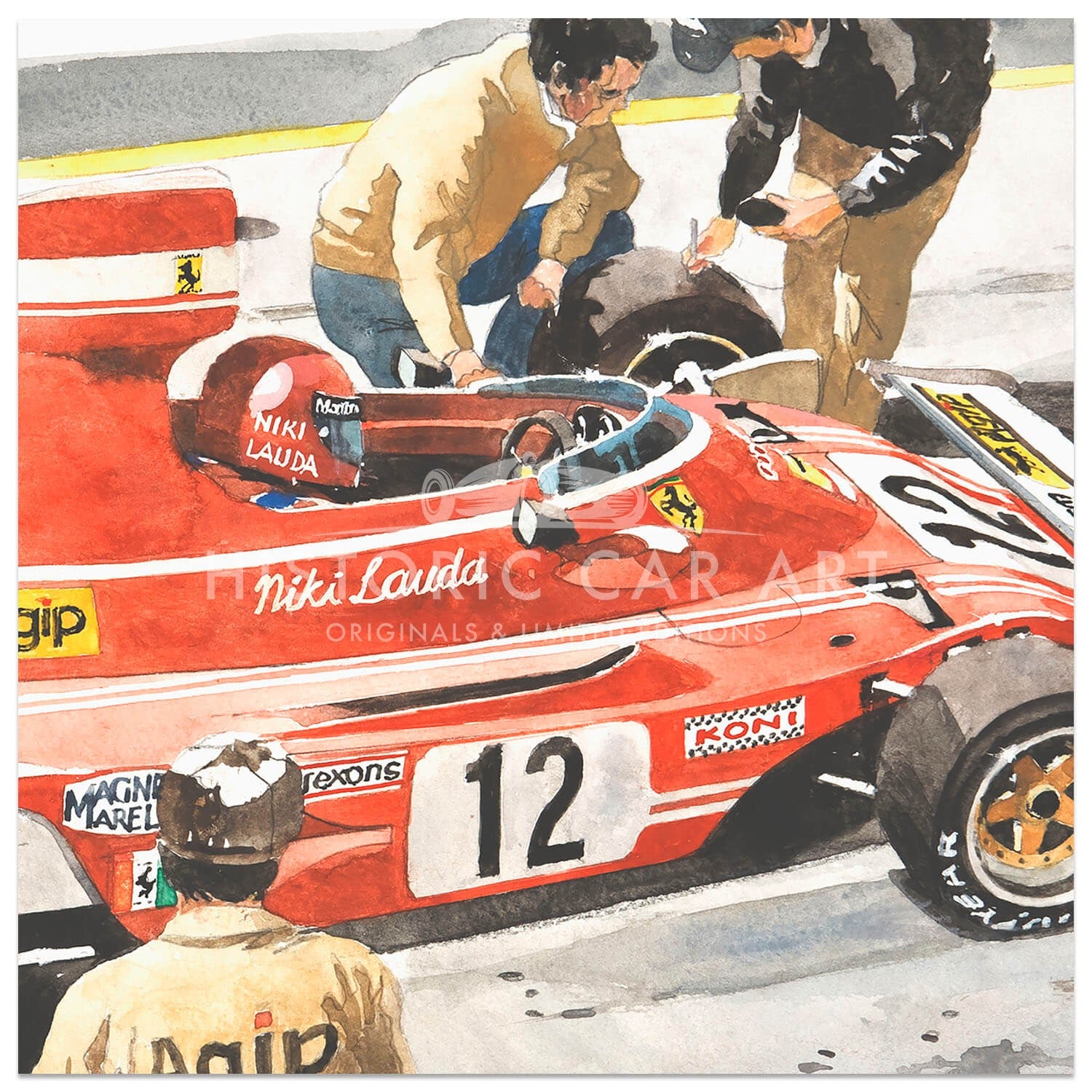 Ferrari Pit Stop | Niki Lauda | Spanish Grand Prix 1974 | Art Print