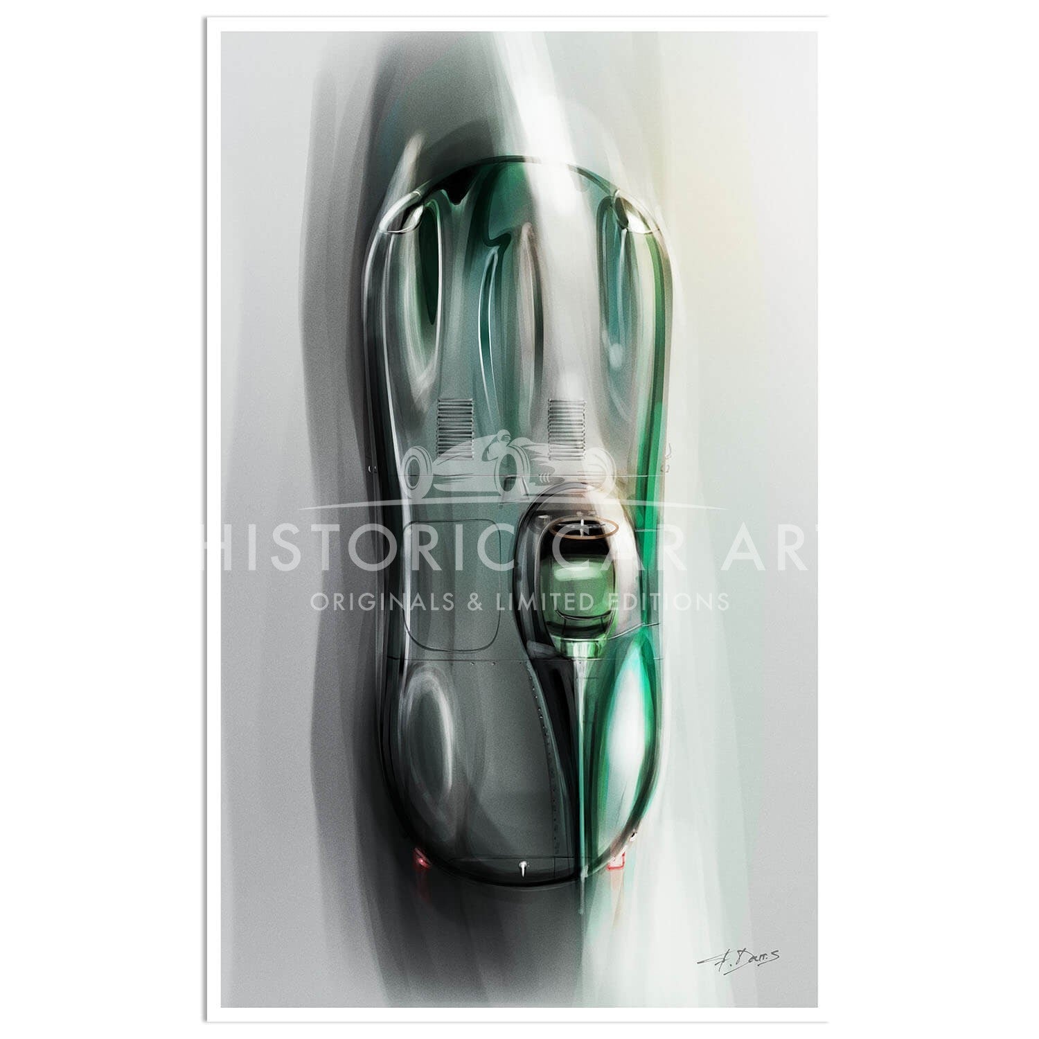 Jaguar D-Type | Overhead | Art Print