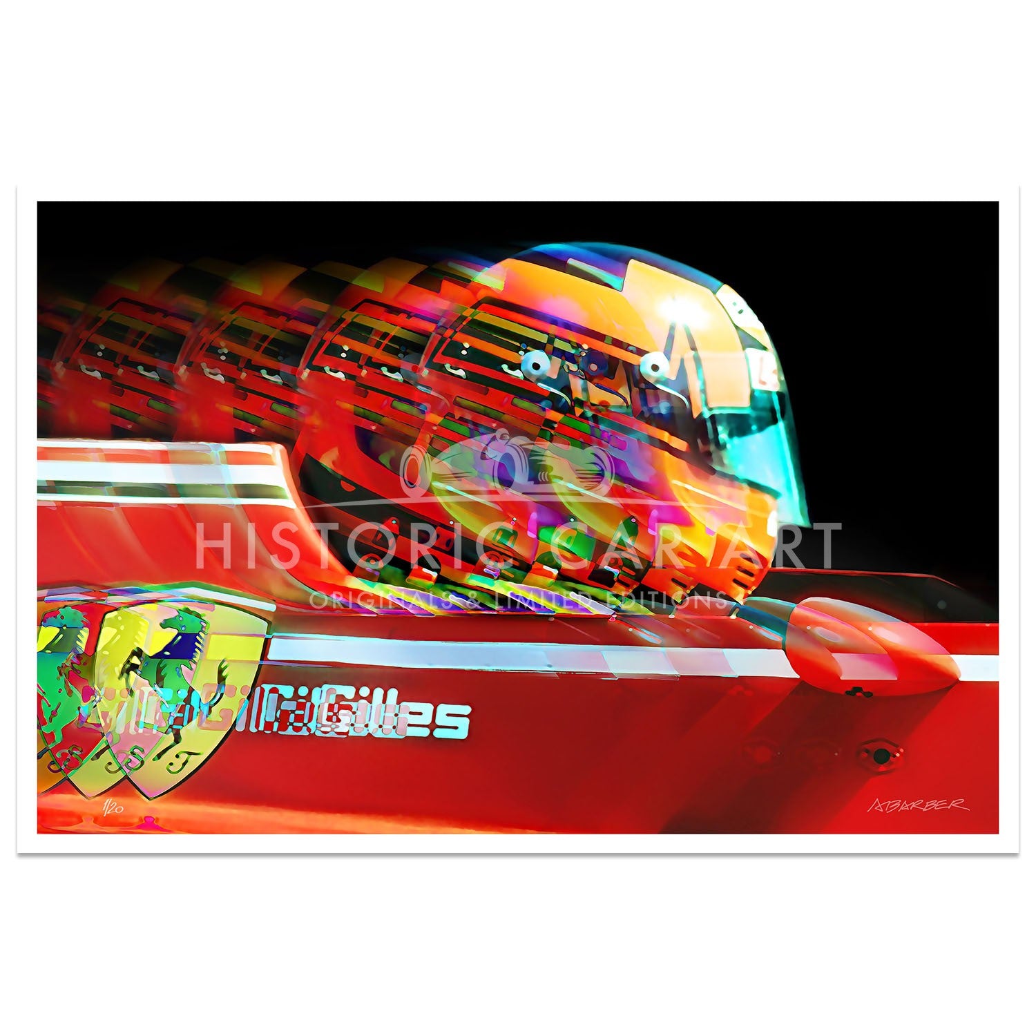 Gilles Villeneuve Profile | Ferrari | Formula 1 | Art Print