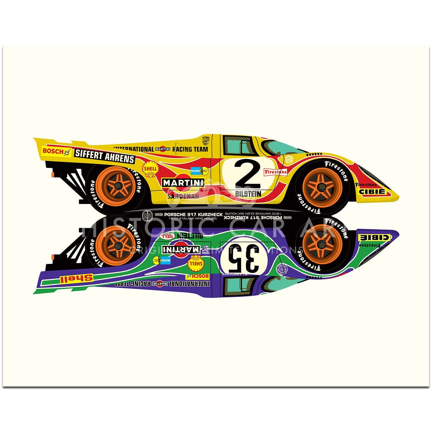 Porsche 917 Hippy Cars | Le Mans | Art Print