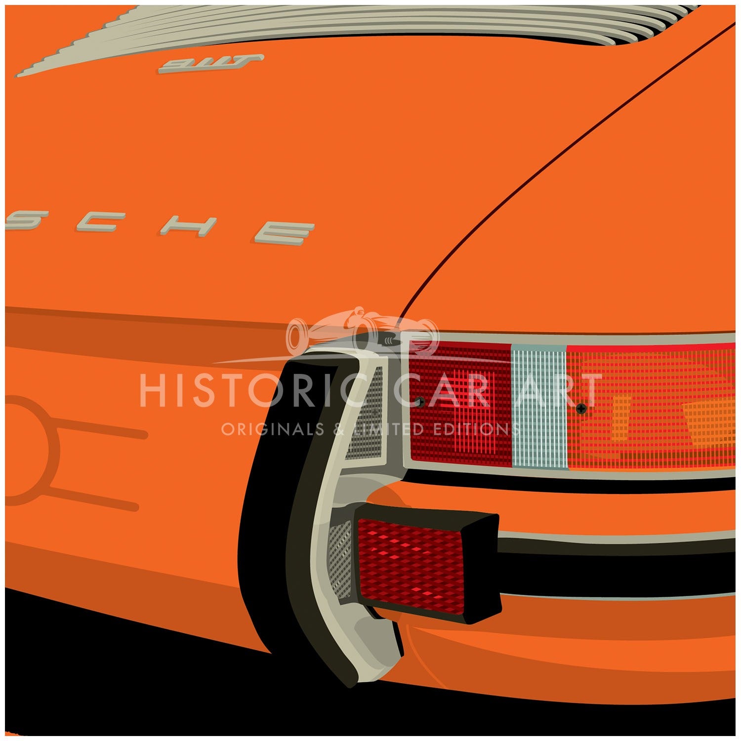 Porsche 911 Rear | Tangerine Orange | Art Print