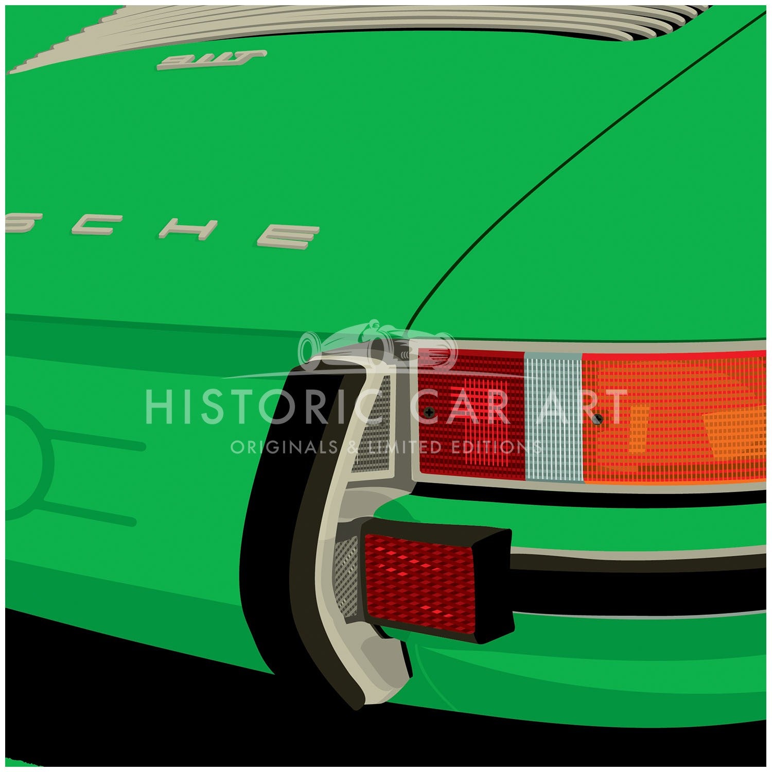 Porsche 911 Rear | Viper Green | Art Print