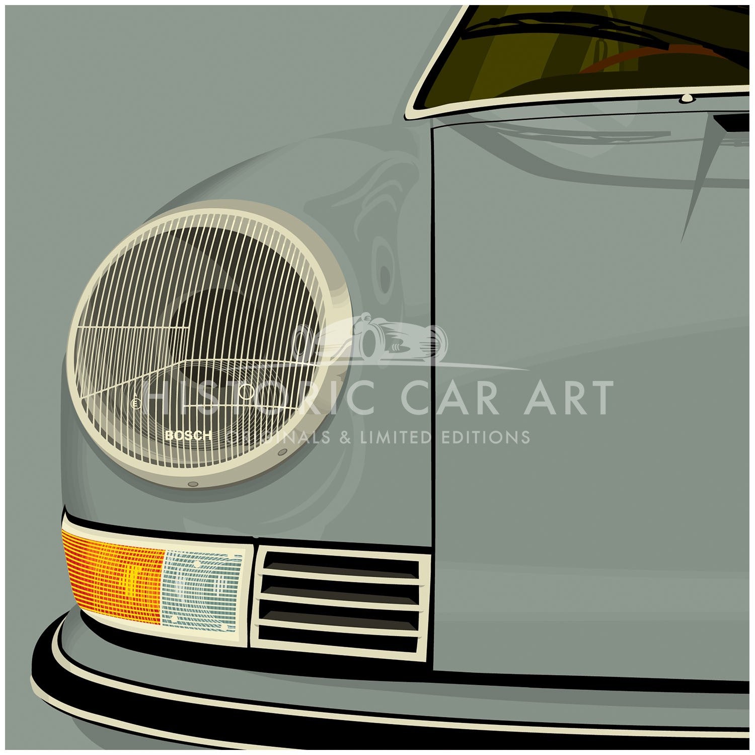 Porsche 911 Front | Silver | Art Print