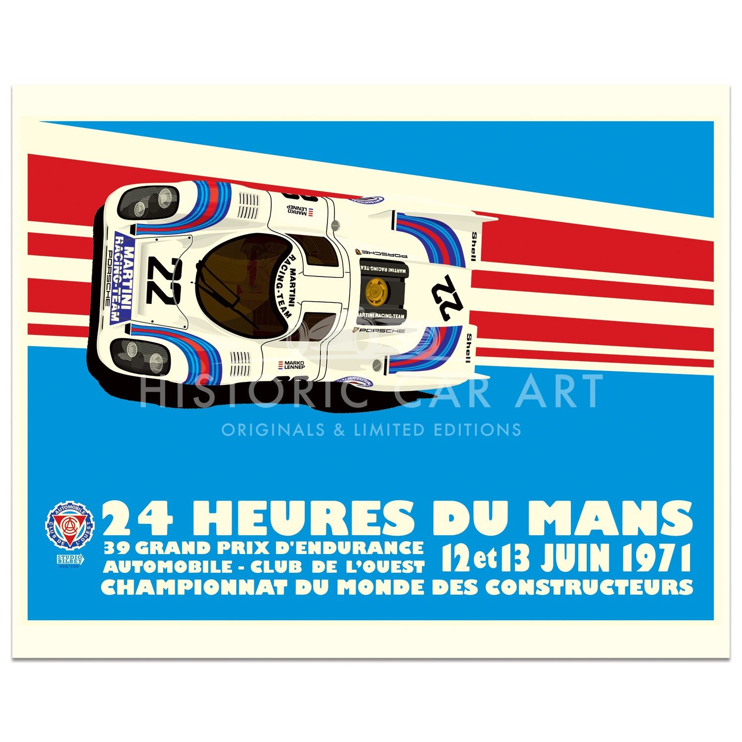 1971 Martini Porsche 917 | Le Mans 24 Hours | Art Print | Poster
