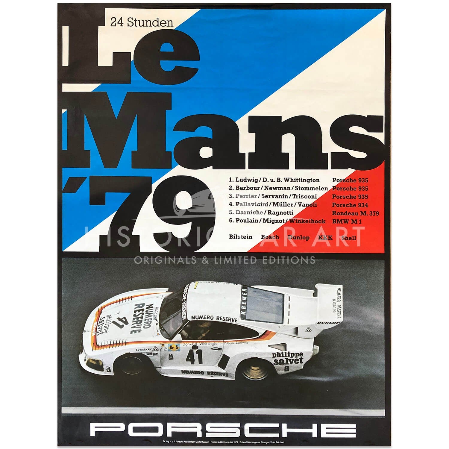 German | Porsche Factory Original Poster Le Mans 24H 1979