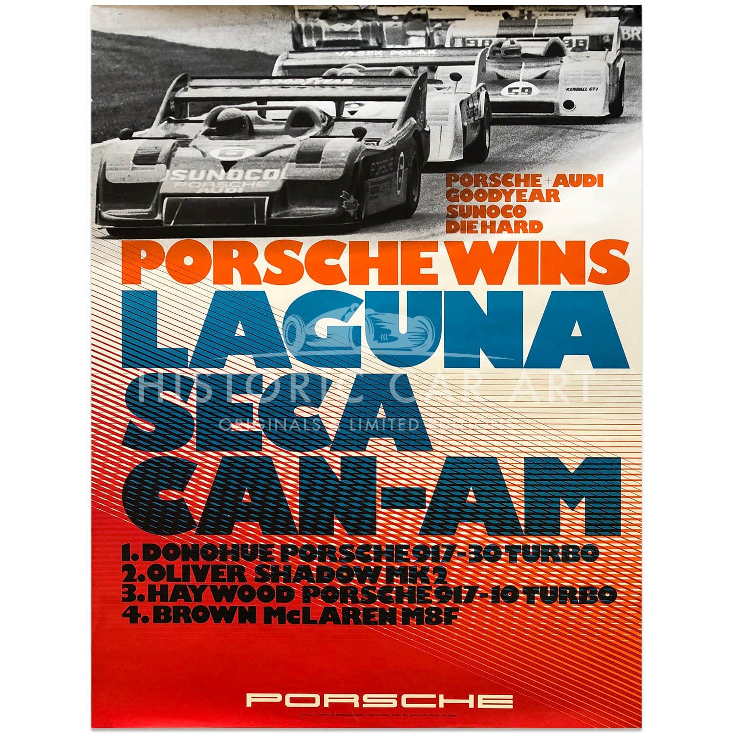 German | Porsche Victory Can-Am Laguna 1973 Original Poster