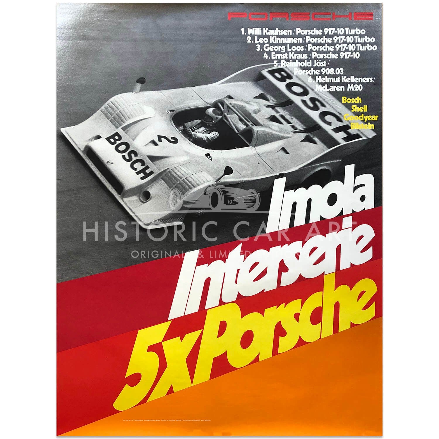 German | Porsche Victory Imola Interserie 1973 Original Poster