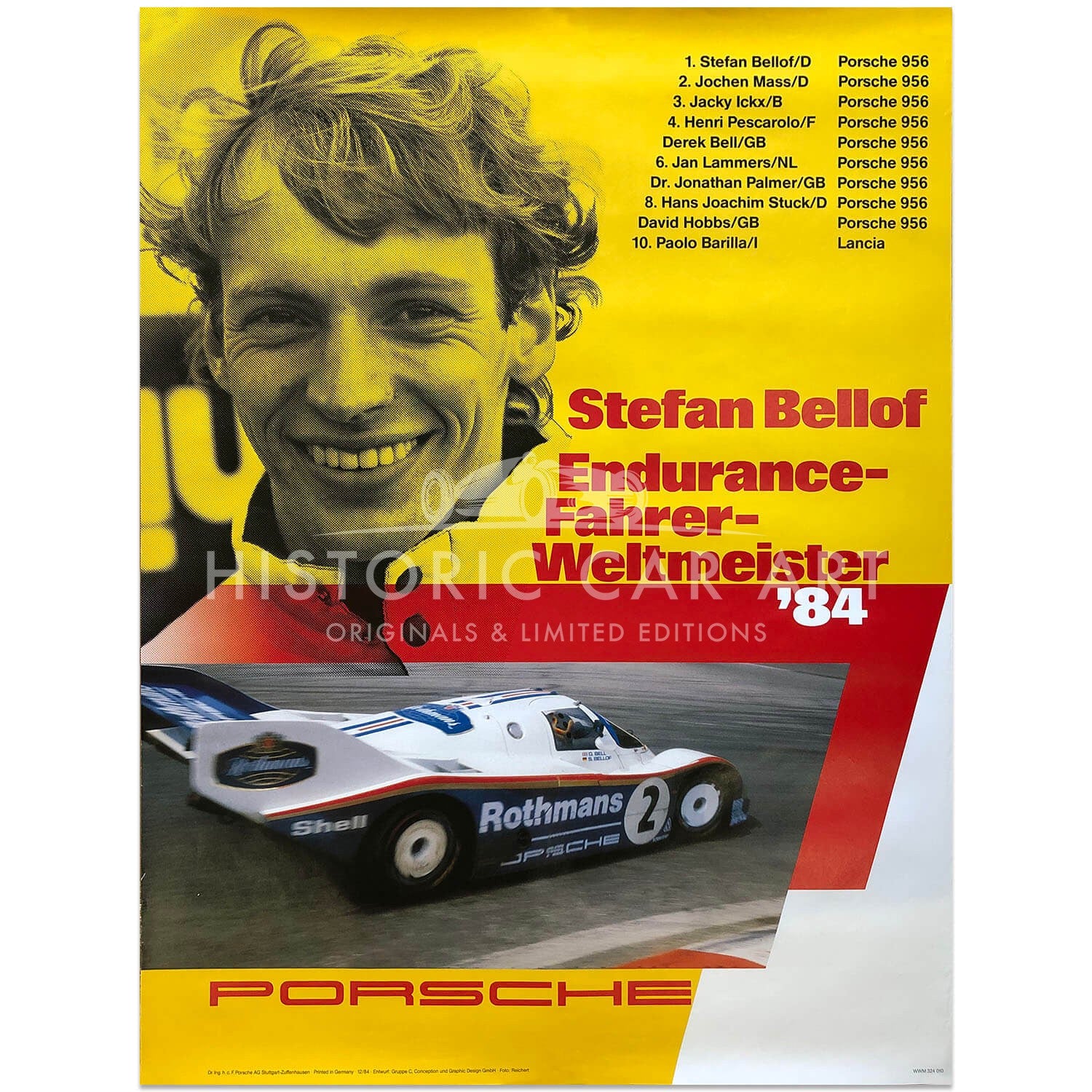 German | Porsche Stefan Bellof World Championship Driver 1984 Original Poster