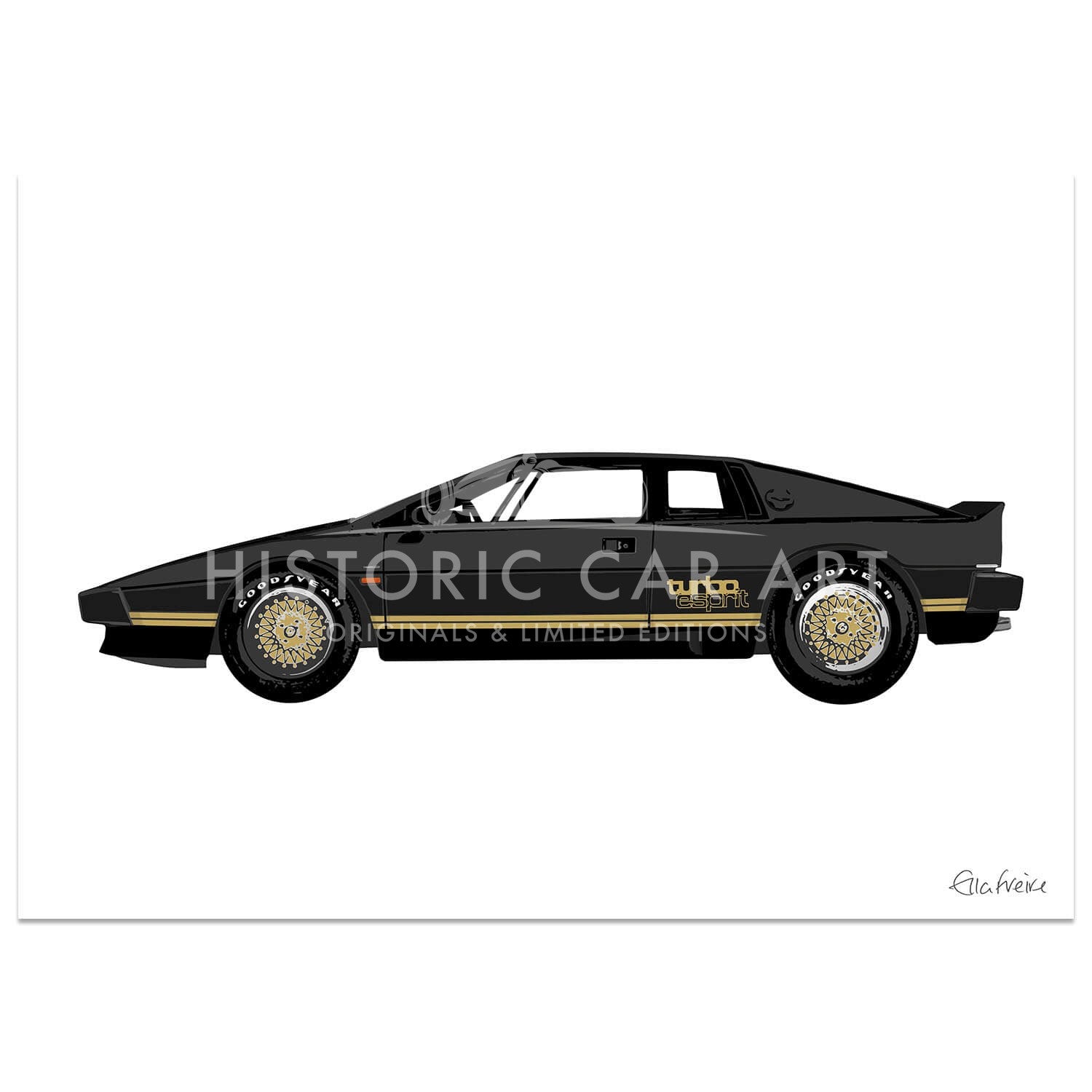 Lotus Esprit Turbo | Black | Art Print