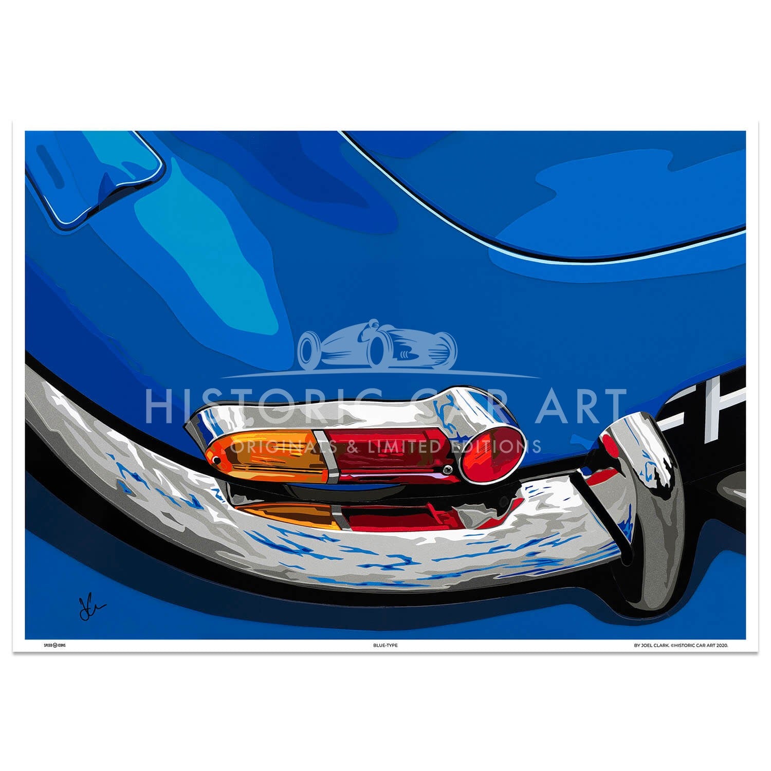 SPEED ICONS: Jaguar E-Type | Blue-Type | Art Print