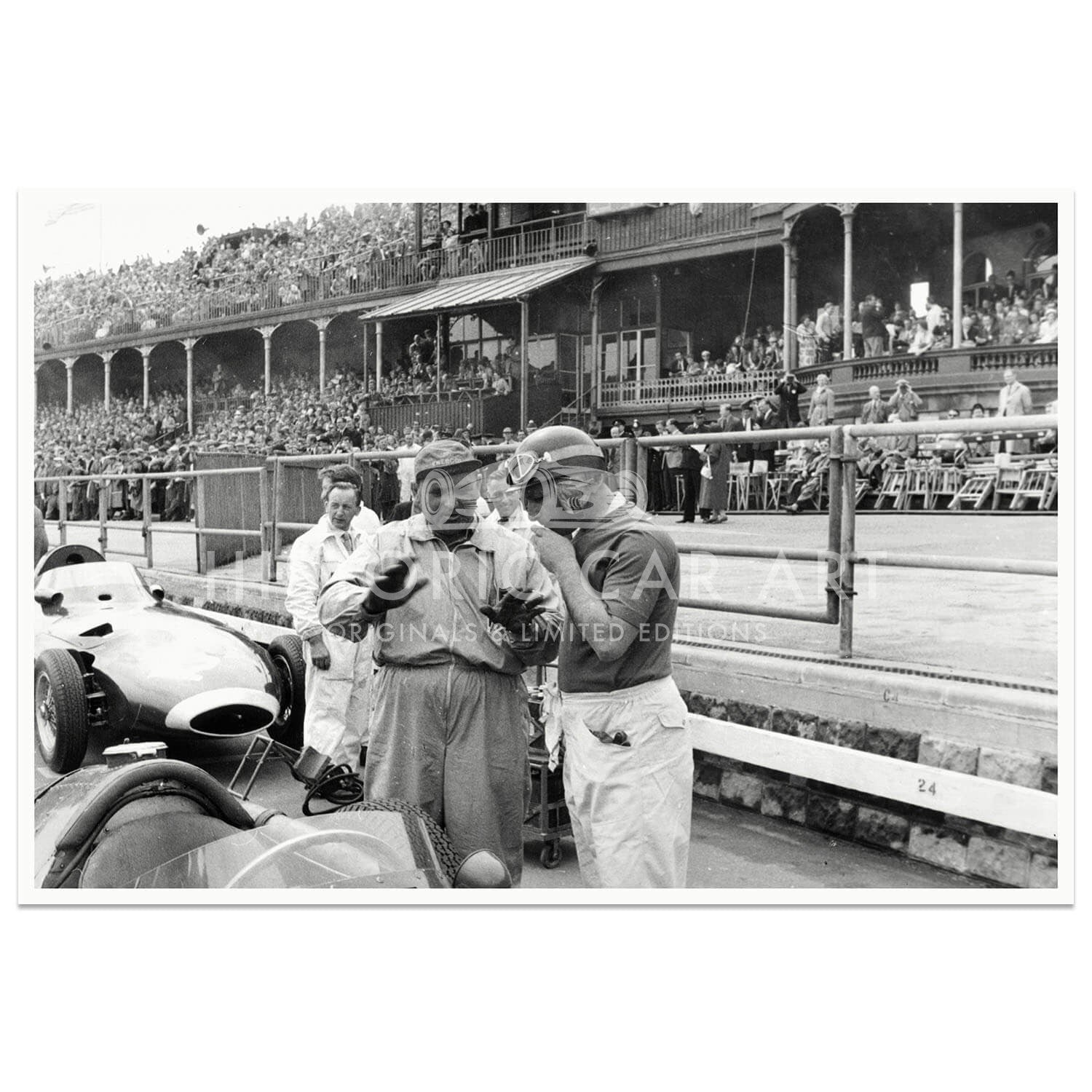 1957 British Grand Prix | Aintree | Juan Manuel Fangio & Guerino Bertocchi | Photograph