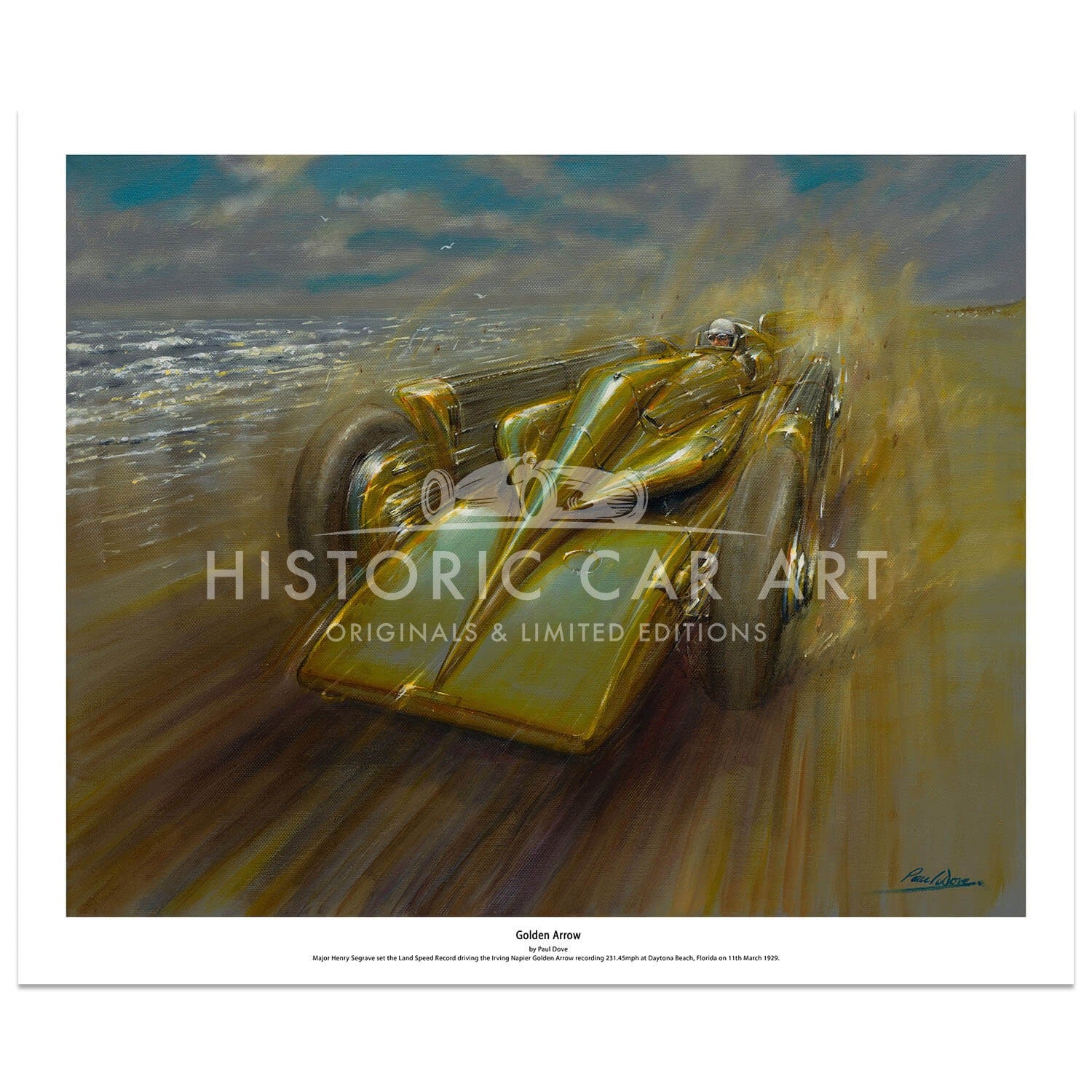 Henry Segrave | 1929 Golden Arrow | Daytona Beach | Art Print
