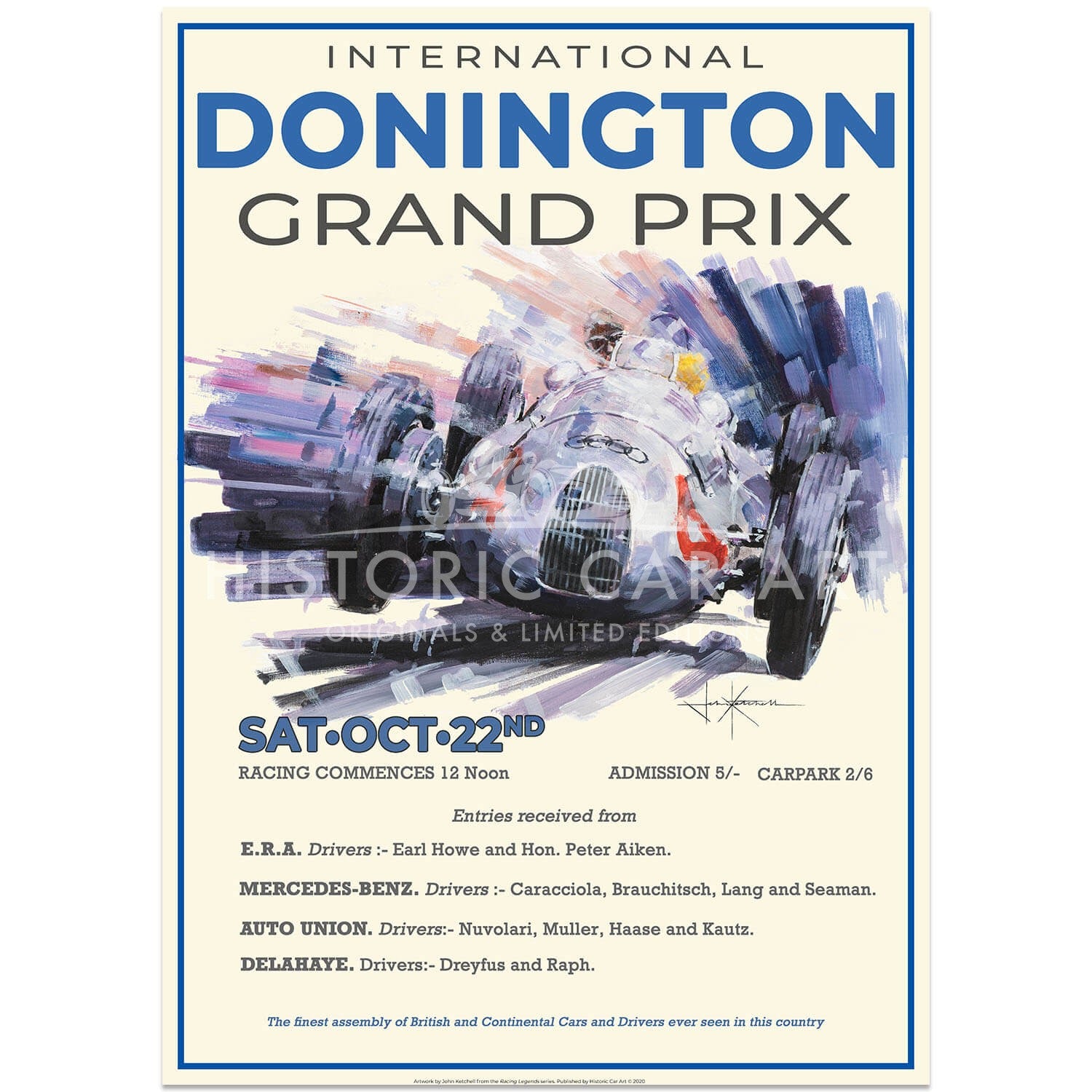 Nuvolari & Auto Union | Donington Grand Prix 1938 Poster