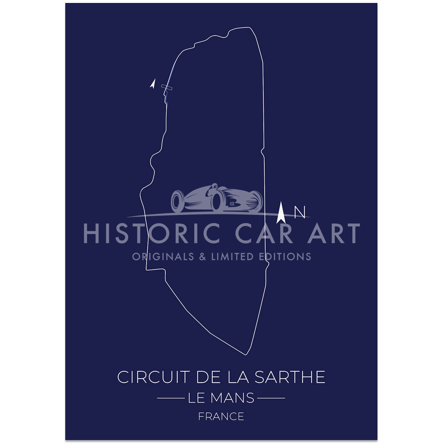 Le Mans 24H Circuit de la Sarthe Blueprint Poster