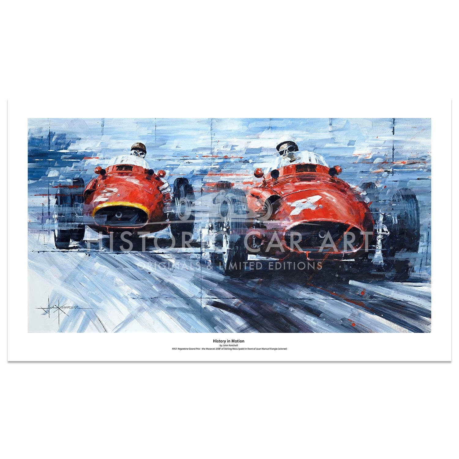 History in Motion | Moss & Fangio | Maserati | Art Print