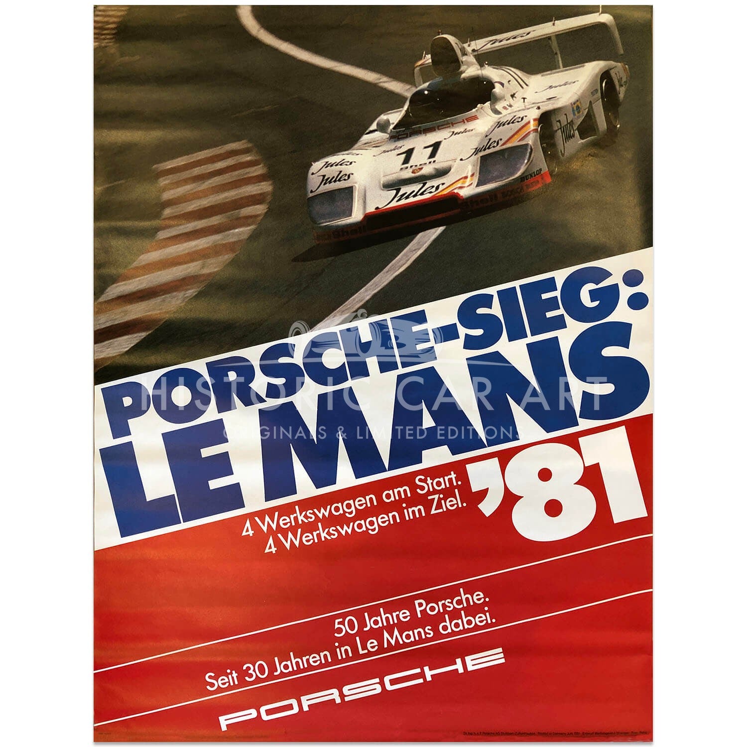 German | Porsche Factory Original Poster Le Mans 1981