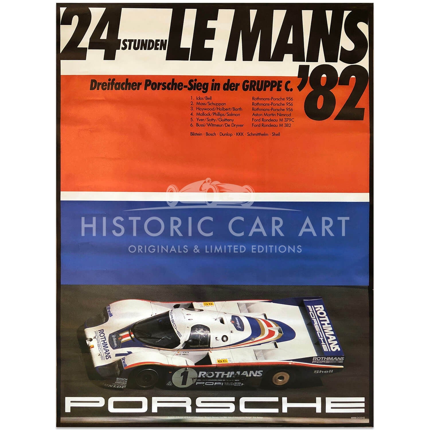 German | Porsche Factory Original Poster Victory Le Mans 1982 Version 2