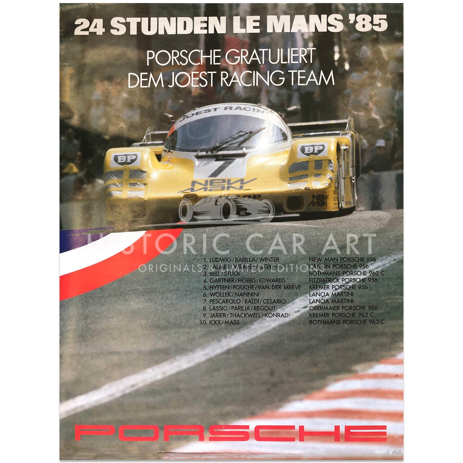 German | Porsche Factory Original Poster Victory Le Mans 1985
