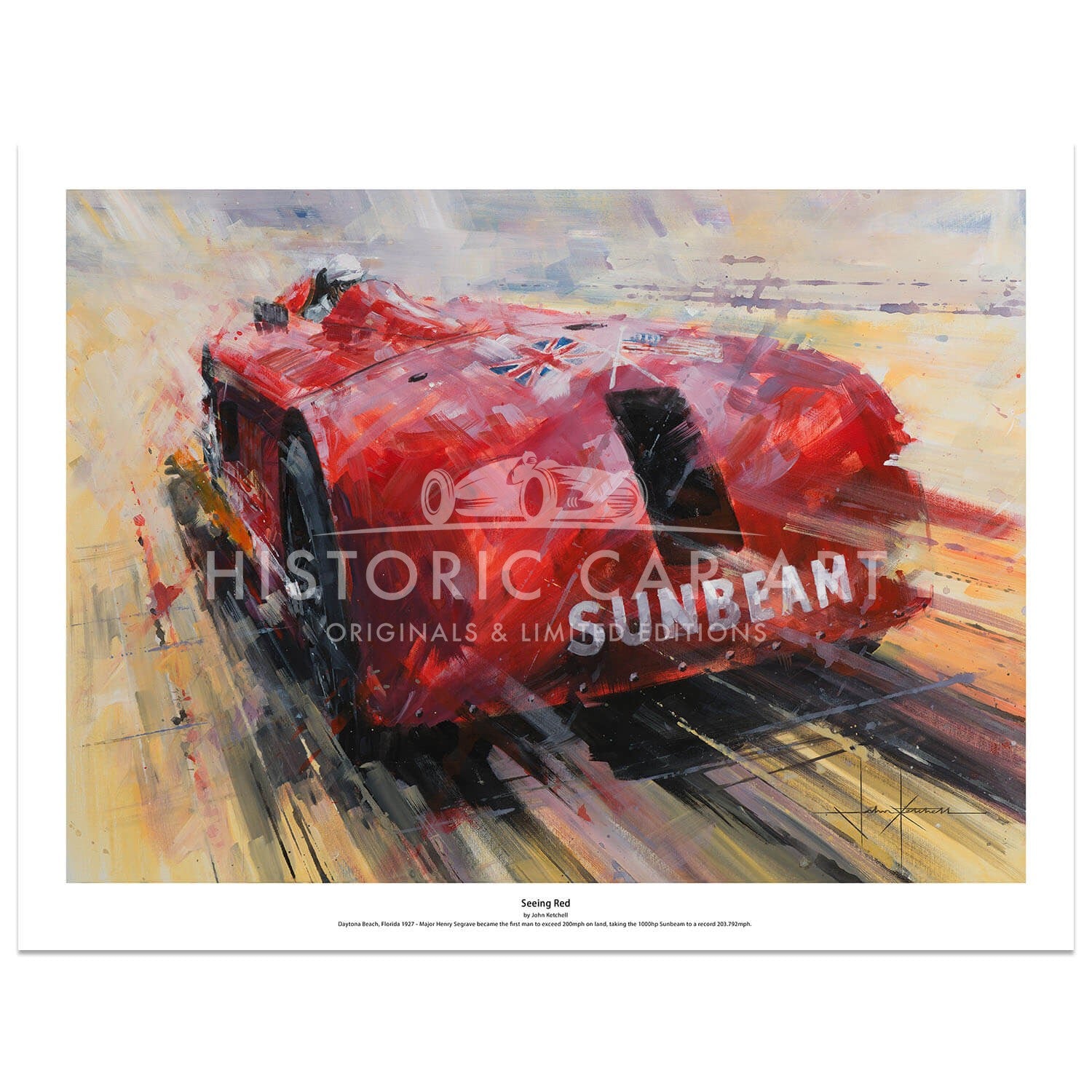Seeing Red | Henry Segrave | 1927 1000hp Sunbeam | Daytona | Print