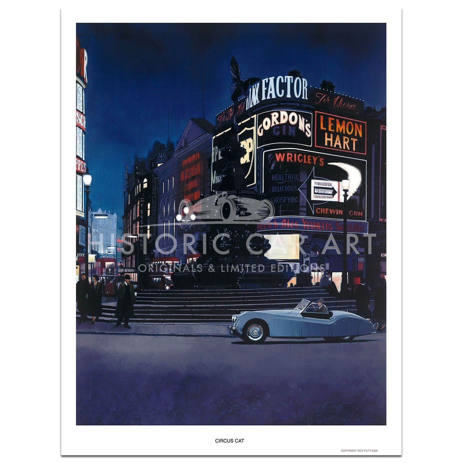 Circus Cat - Jaguar XK120 | Piccadilly Circus | 1951 | Art Print