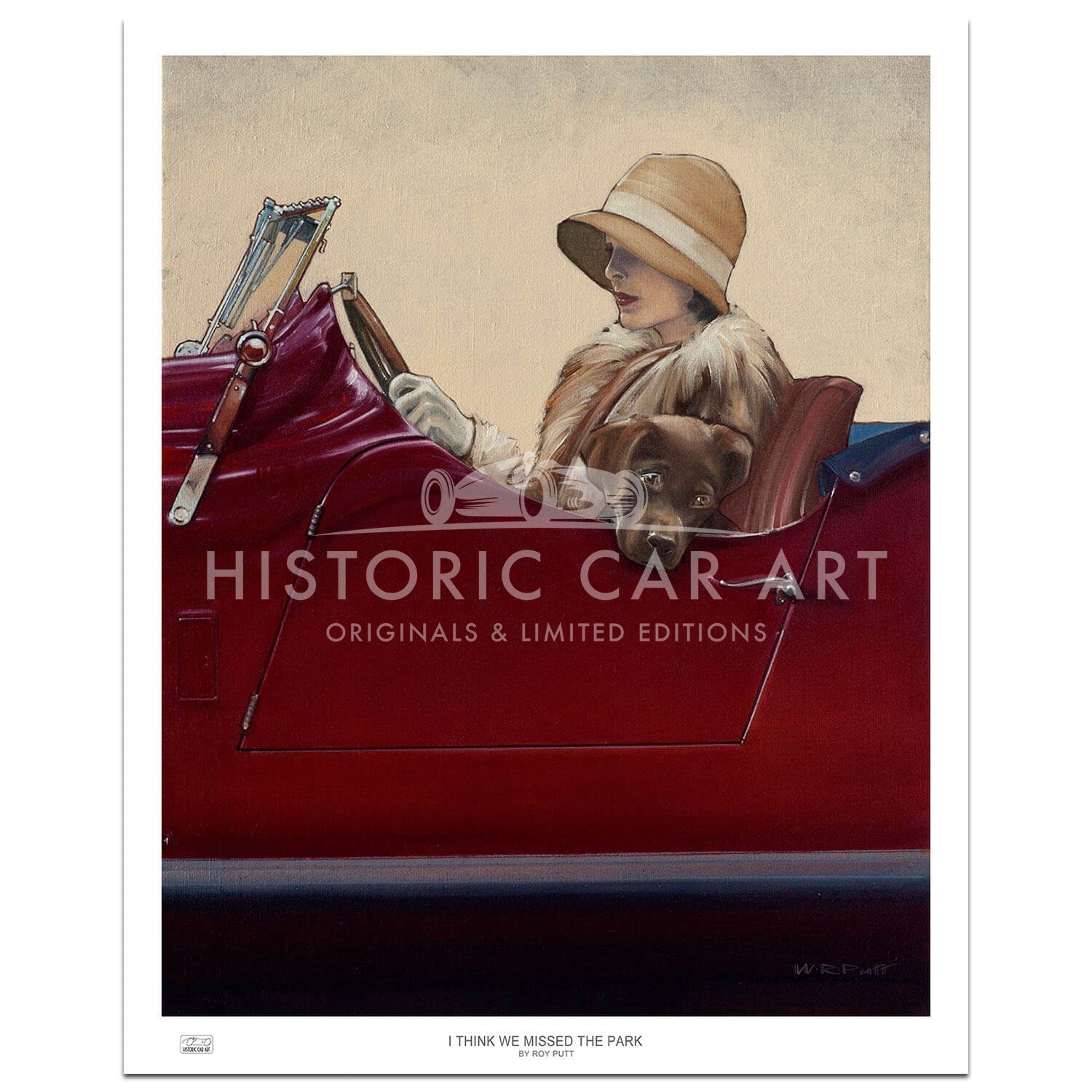 I Think we missed the park - Bugatti Type 43 | Labrador | 1928 | Art Print