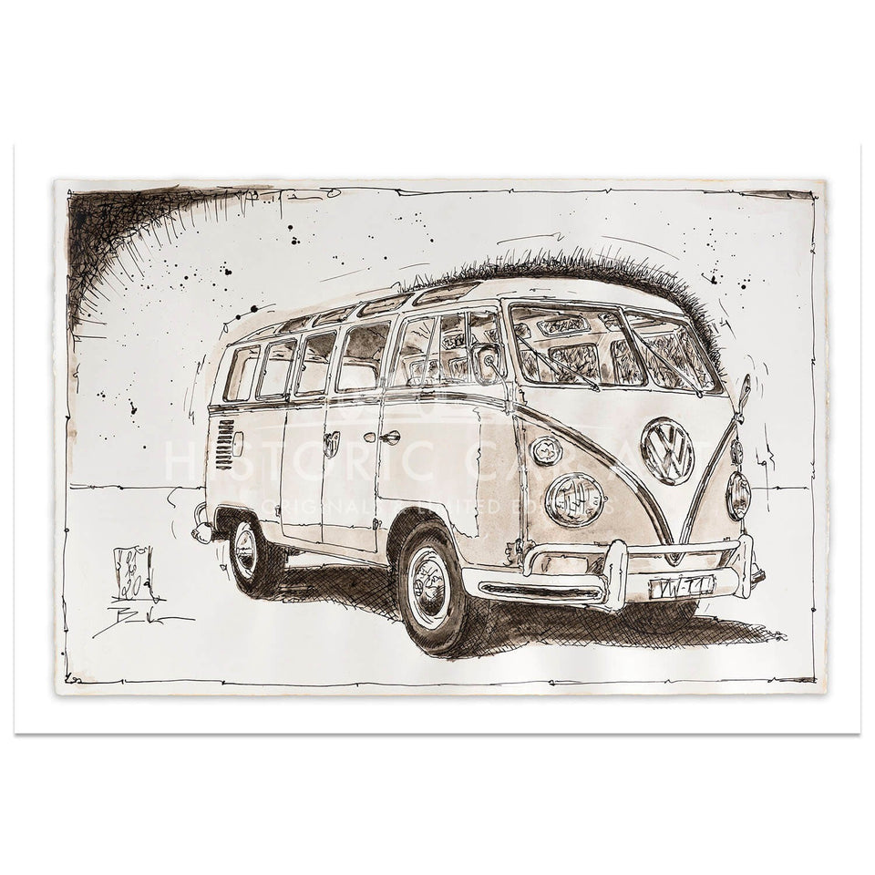 Vw Split Screen Vector Dirk BECKER -VW T1 Split Screen Van | Art Print – Historic Car Art