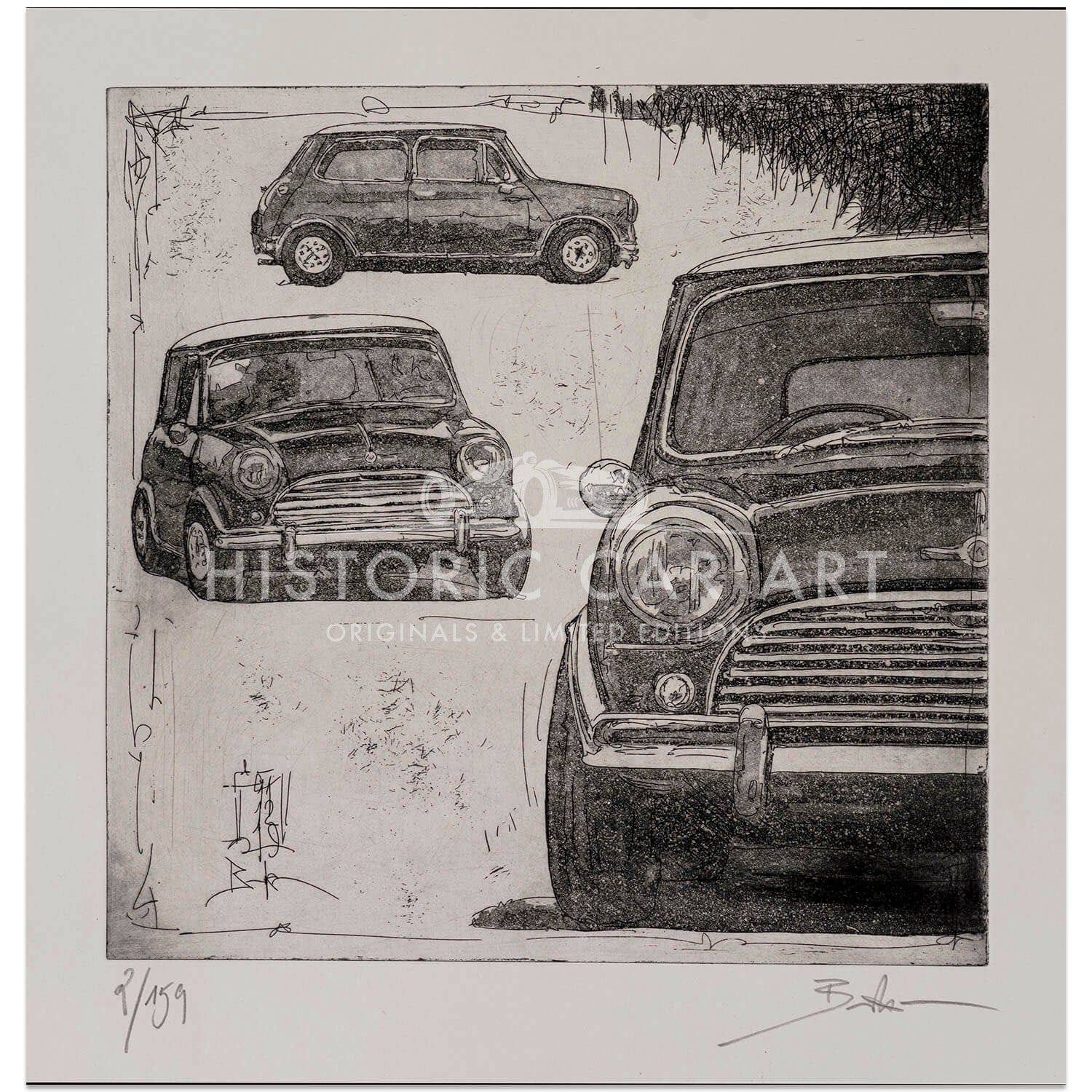 Mini Original Drawing Mini | Prints Posters and Paintings | Historic Car Art