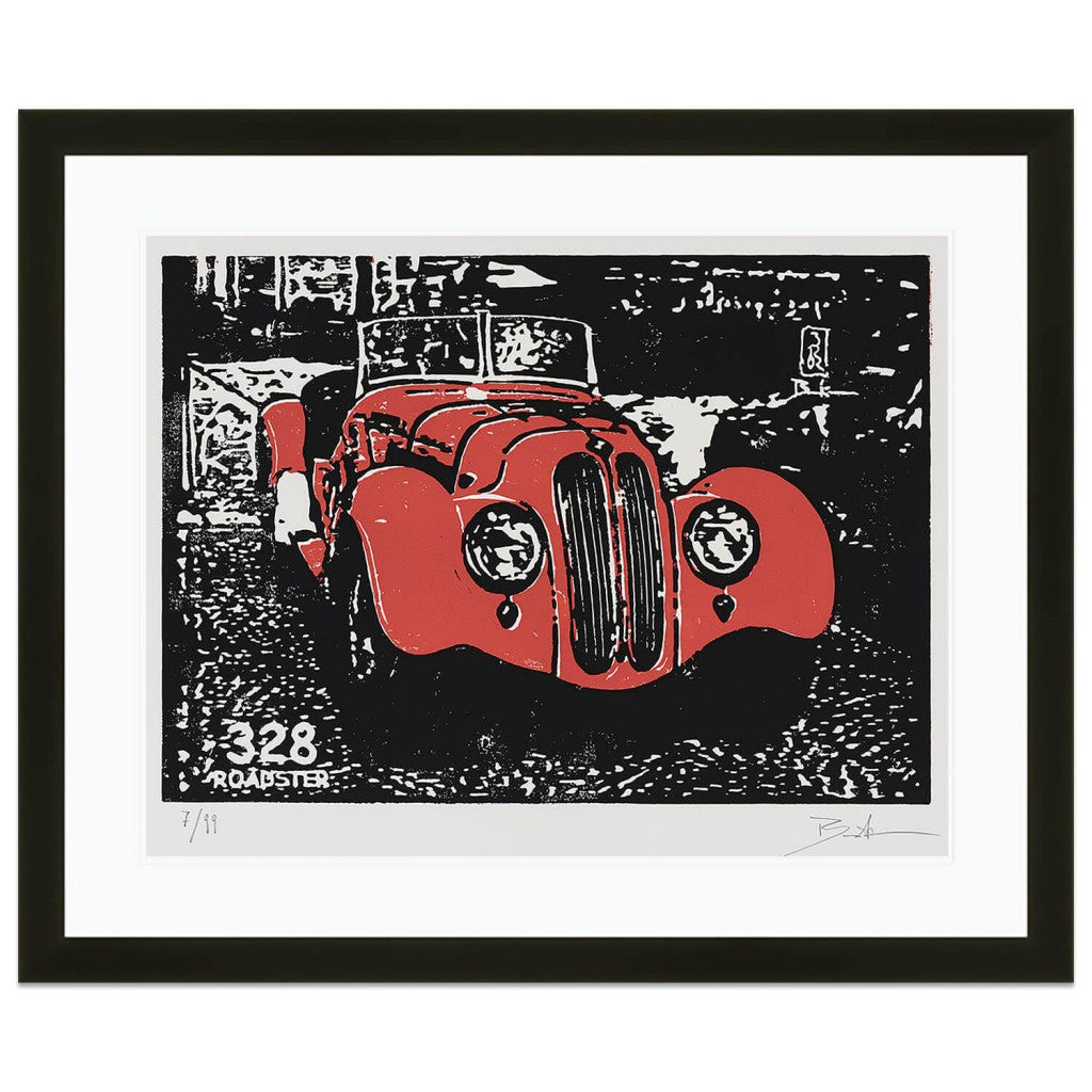 BMW 328 Roadster | Red | Woodcut
