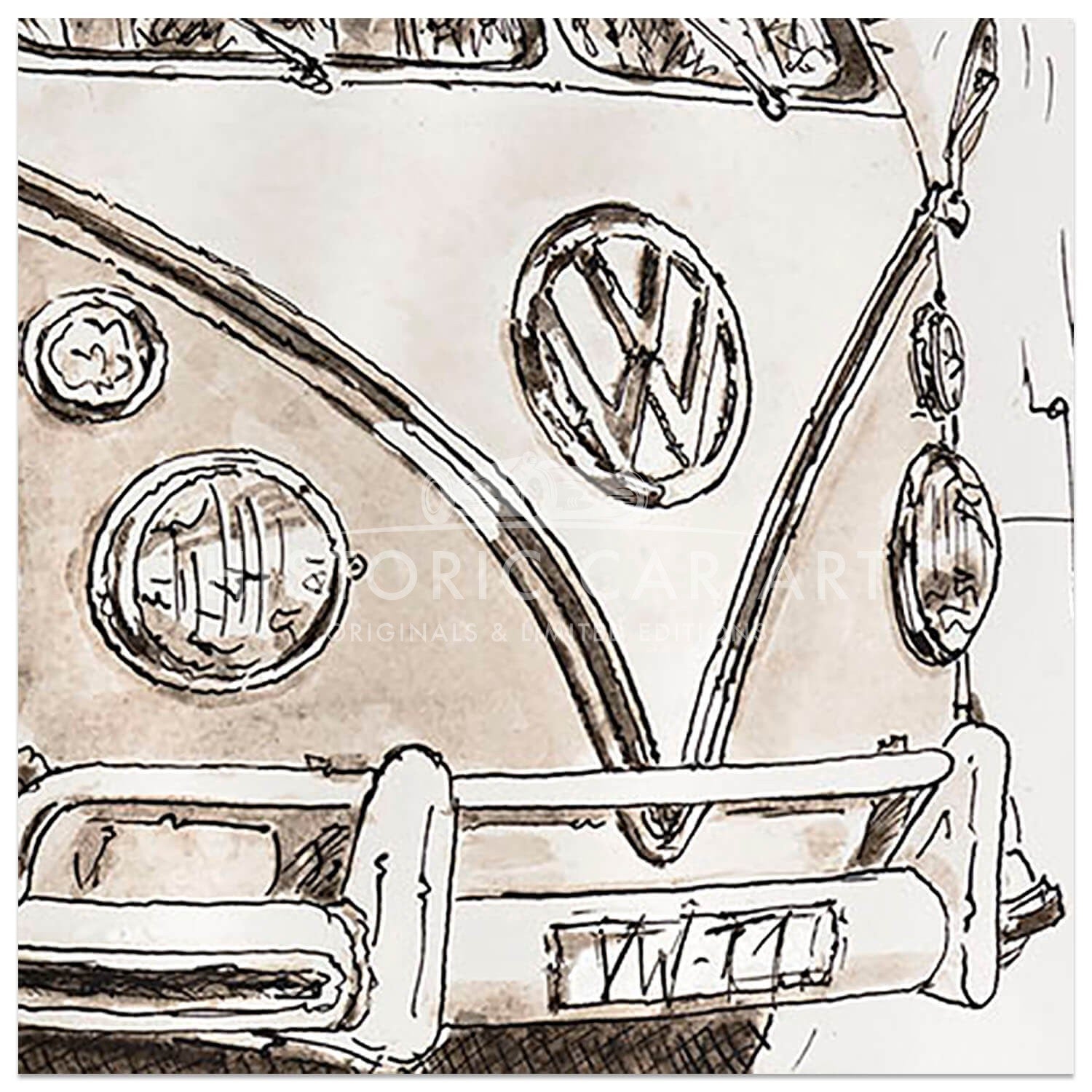 Vw Split Screen Vector Dirk BECKER -VW T1 Split Screen Van | Art Print – Historic Car Art
