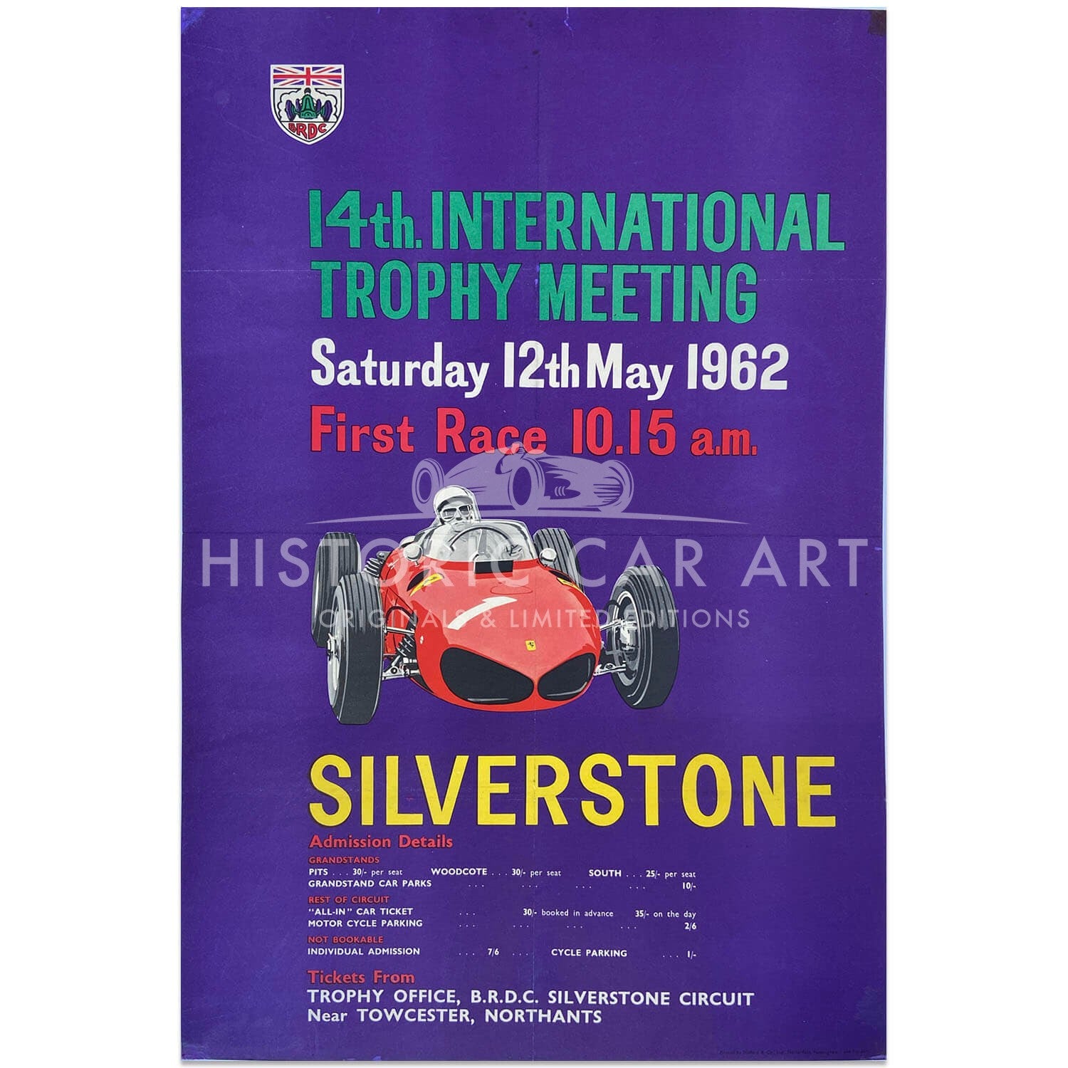 British | International Trophy Race 1962 Silverstone Original Poster