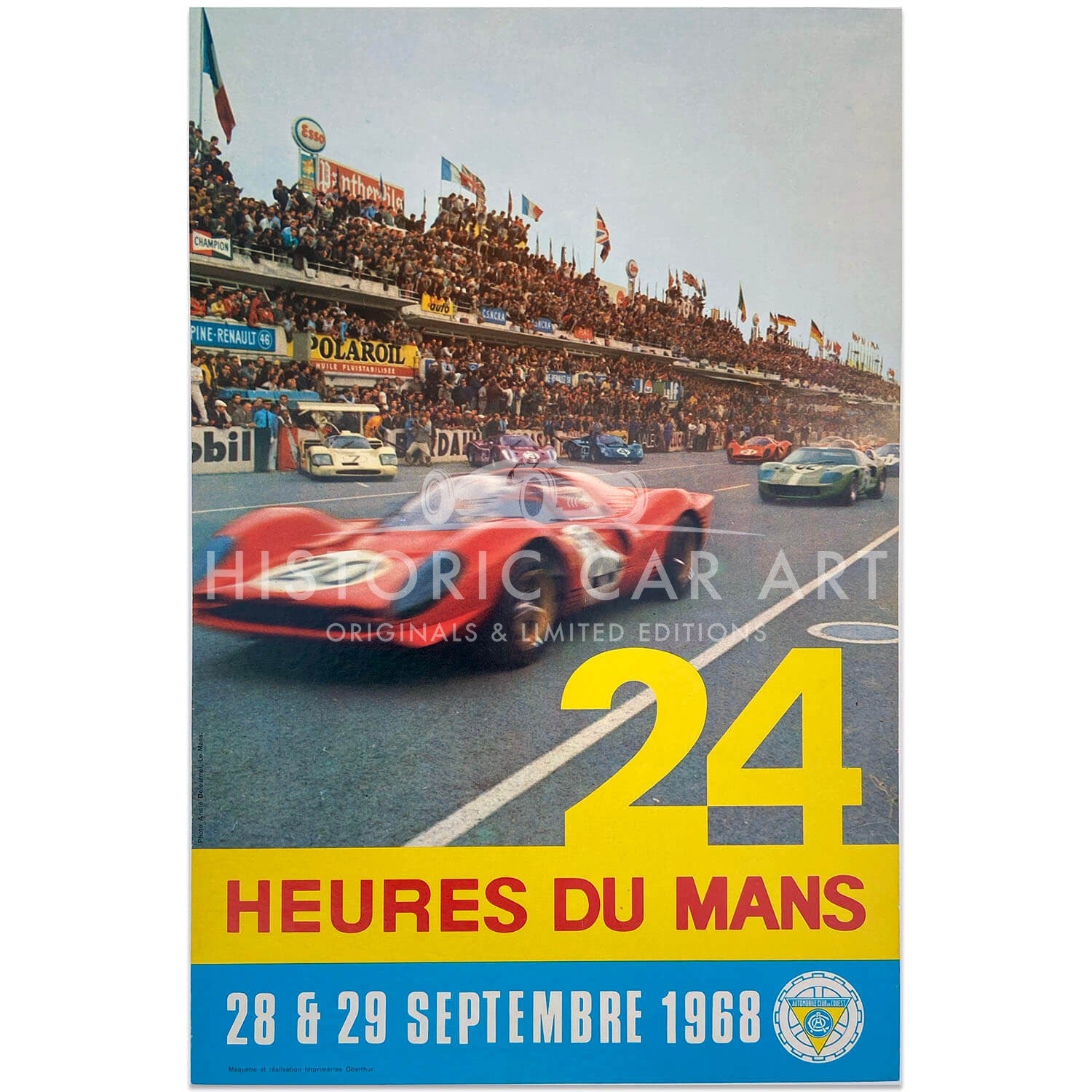 French | Le Mans 24 hours 1968 September Original Poster