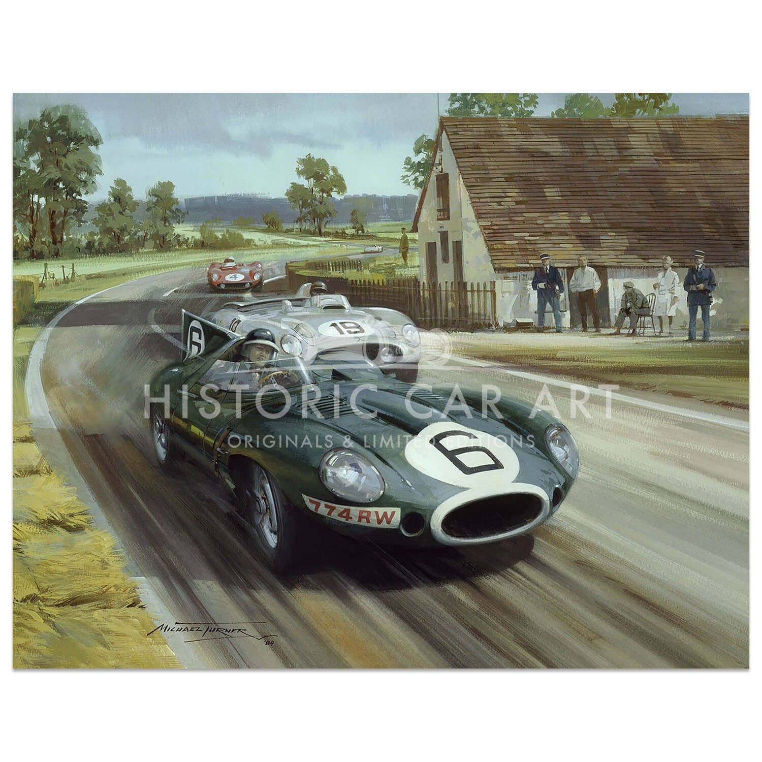 1955 Le Mans | Whitehouse Corner | Jaguar D-Type | Hawthorn | Print