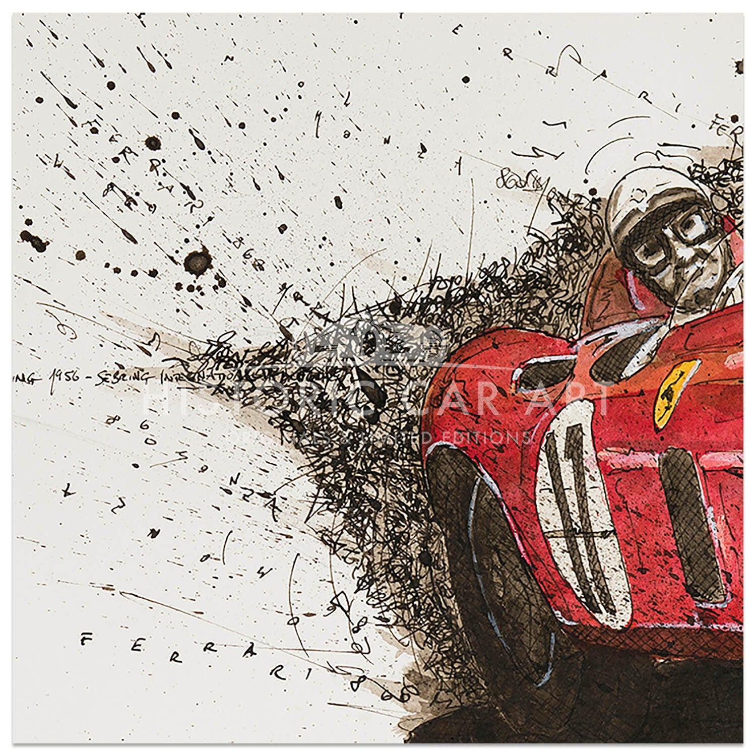 Winning Italian Duo | Ferrari 860 Monza Spider | Fangio/Castellotti | Sebring | 1956 | Art Print