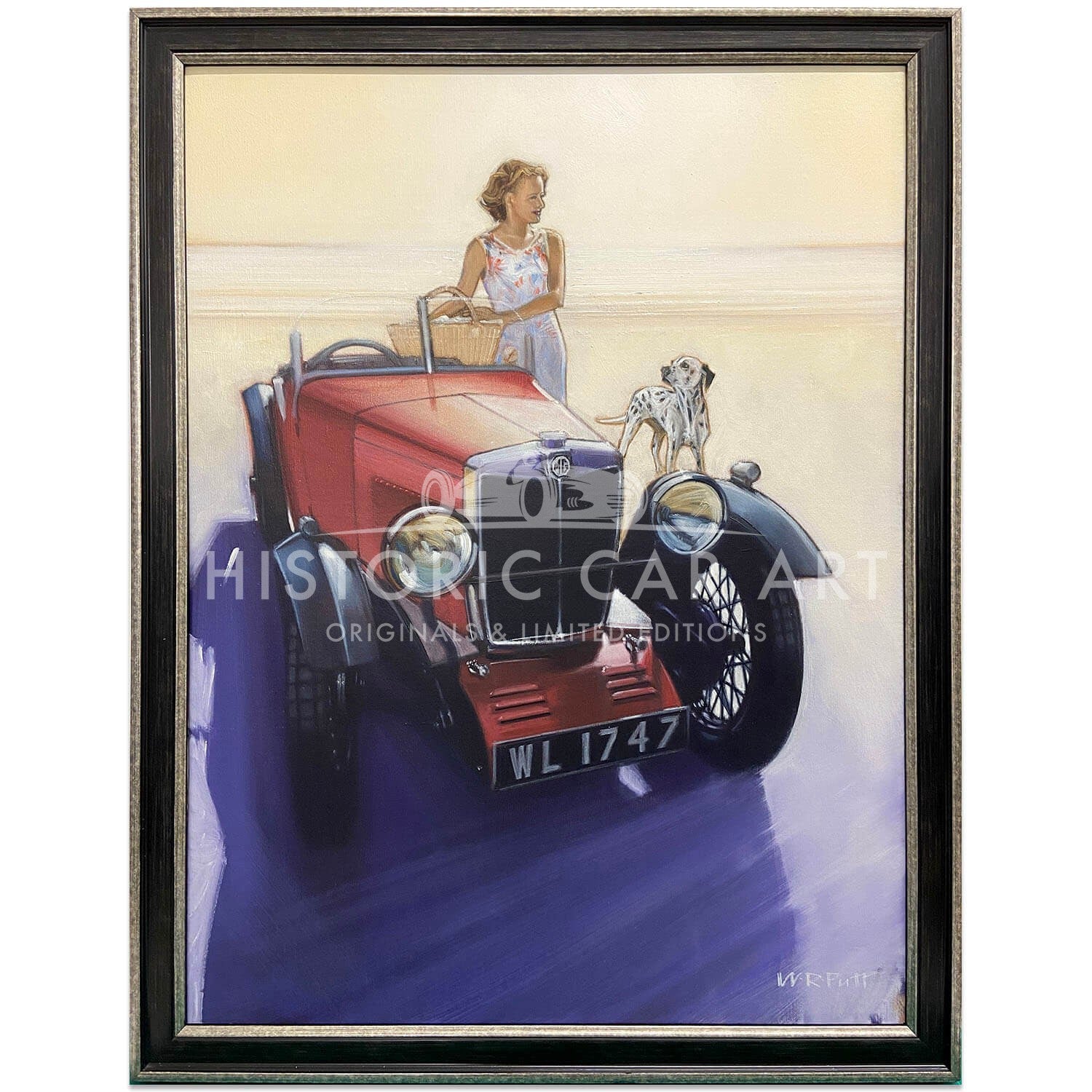 First on the Beach | 1932 MG Midget with Dalmatian | Artwork